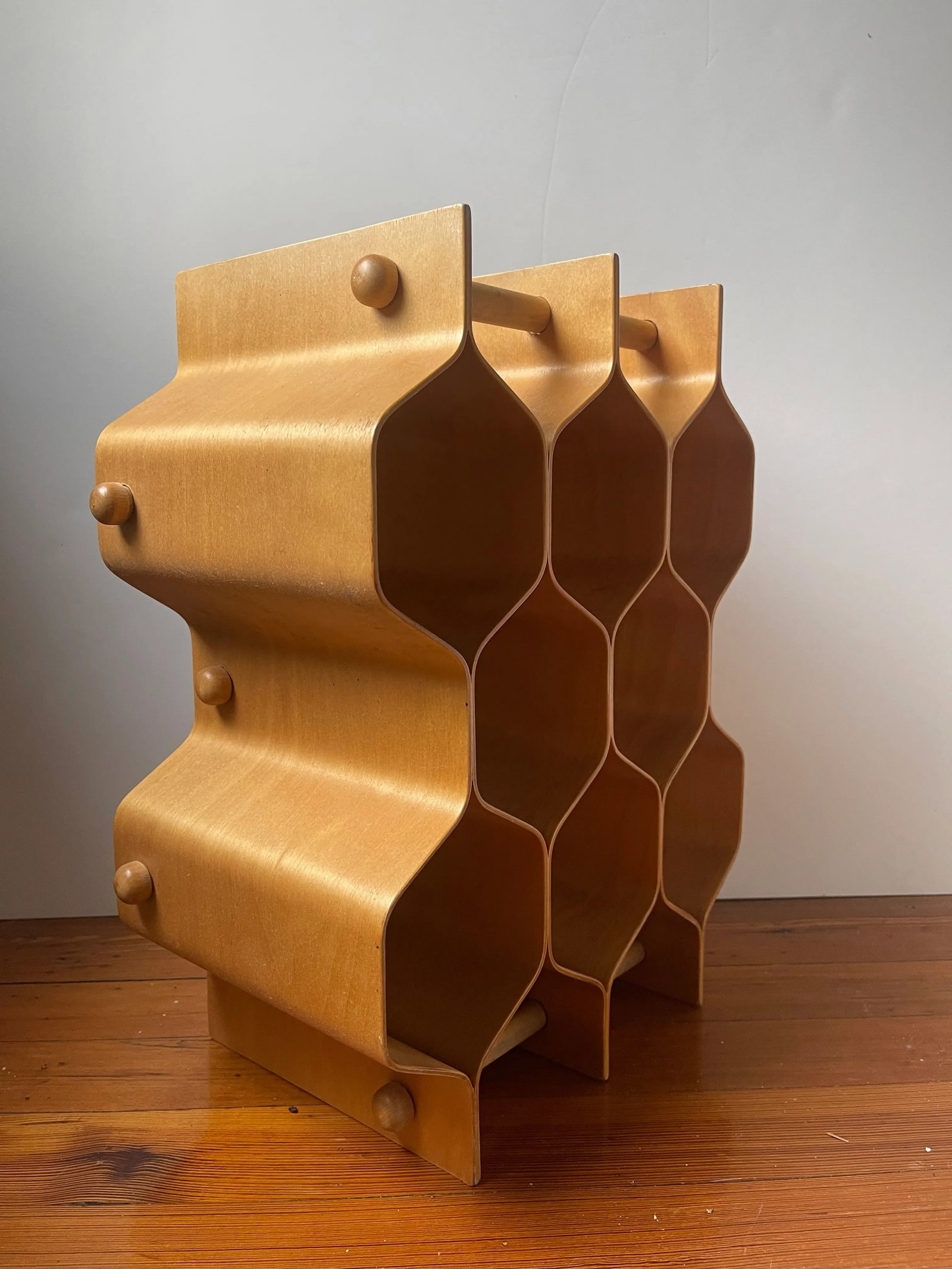 1960s Sculptural Bent Plywood Wine Rack Designed by Torsten Johansson Ab Formtra Sweden - 2