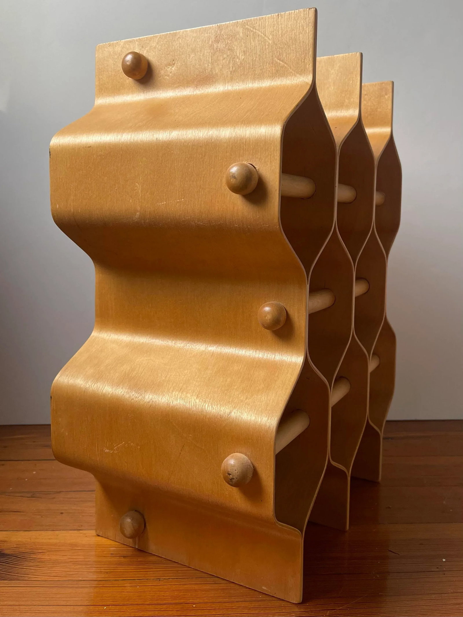 1960s Sculptural Bent Plywood Wine Rack Designed by Torsten Johansson Ab Formtra Sweden - 5