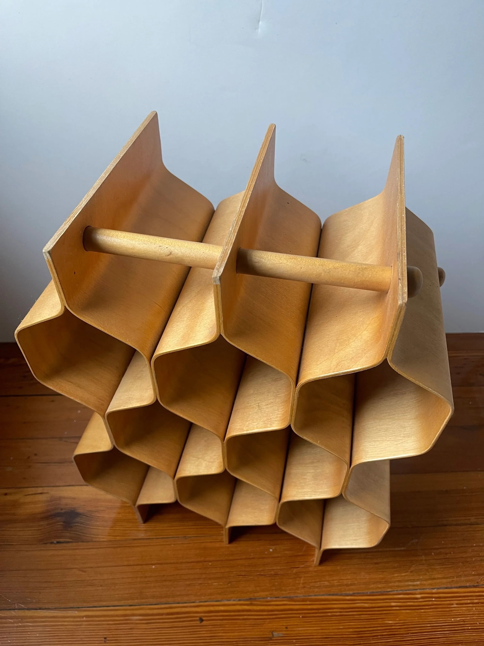 1960s Sculptural Bent Plywood Wine Rack Designed by Torsten Johansson Ab Formtra Sweden - 8