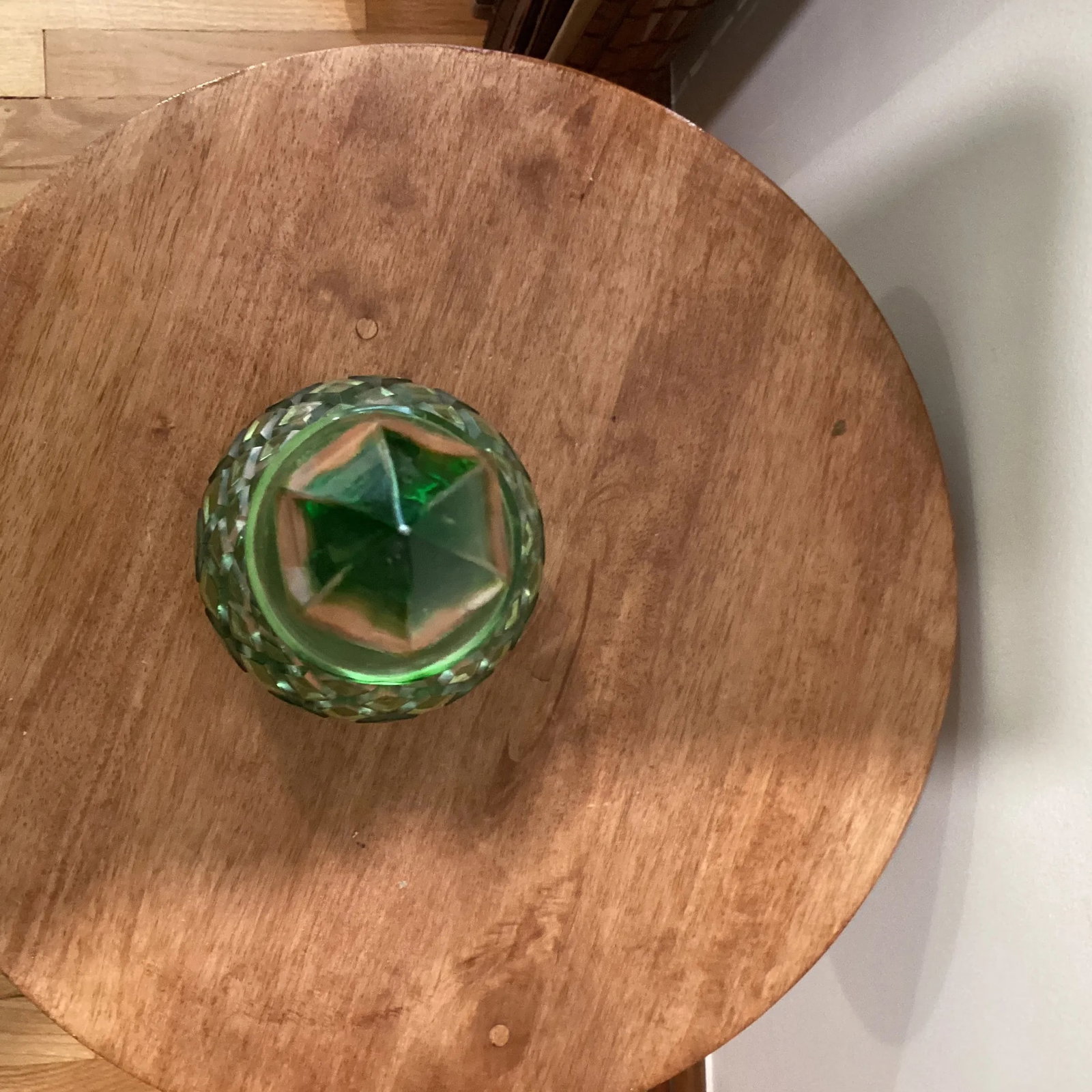Emerald Green Cut to Clear Cased Crystal Wine Decanter Circa 1930 - 12