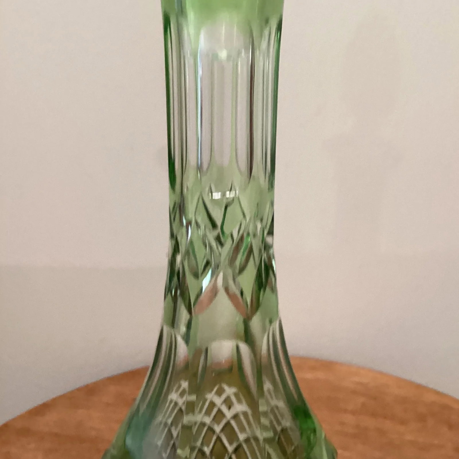 Emerald Green Cut to Clear Cased Crystal Wine Decanter Circa 1930 - 3