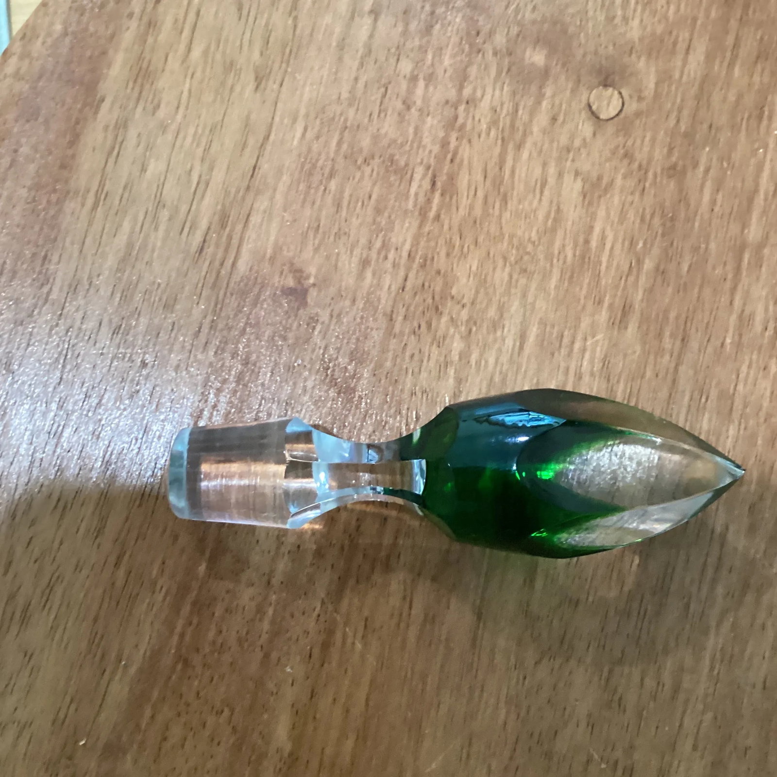 Emerald Green Cut to Clear Cased Crystal Wine Decanter Circa 1930 - 9