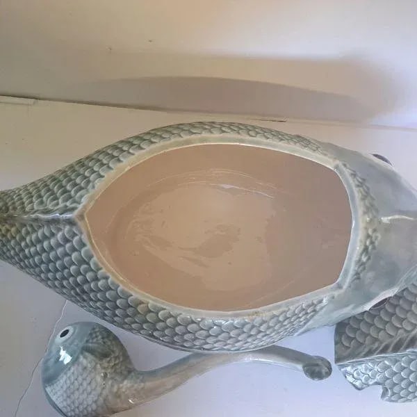 Majolica Fish Soup Tureen With Matching Ladel - 3