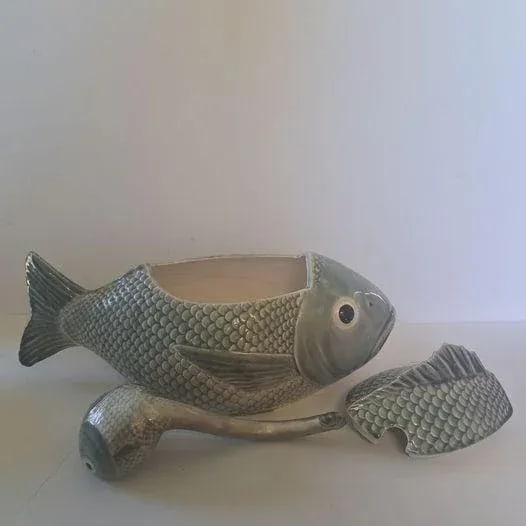 Majolica Fish Soup Tureen With Matching Ladel - 4