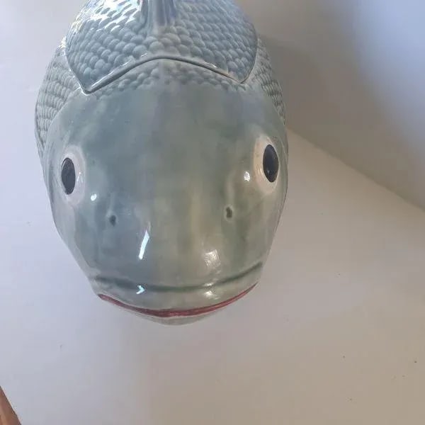 Majolica Fish Soup Tureen With Matching Ladel - 6