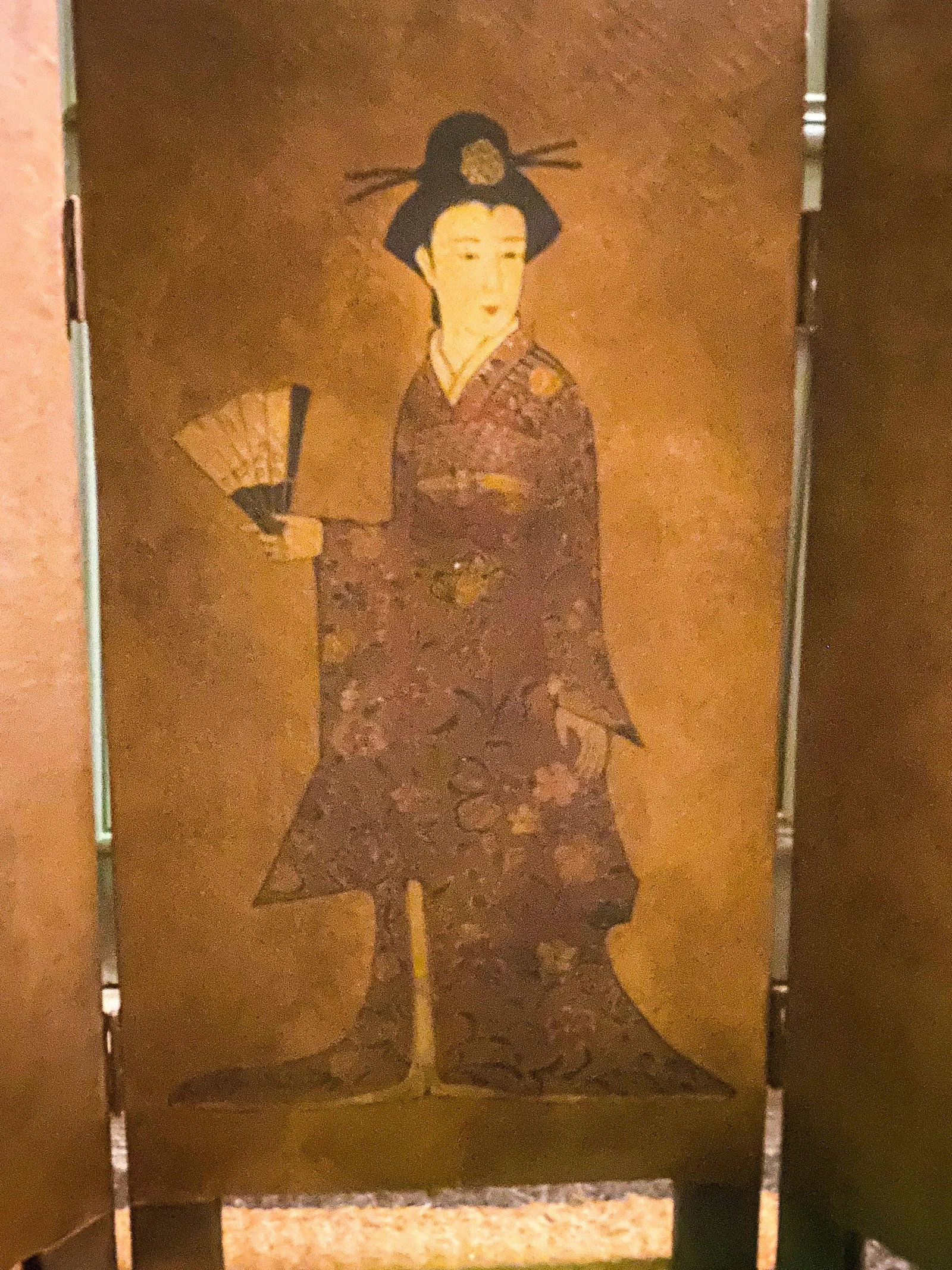 Vintage Hand-Painted Wooden Asian Fireplace Hearth - 2