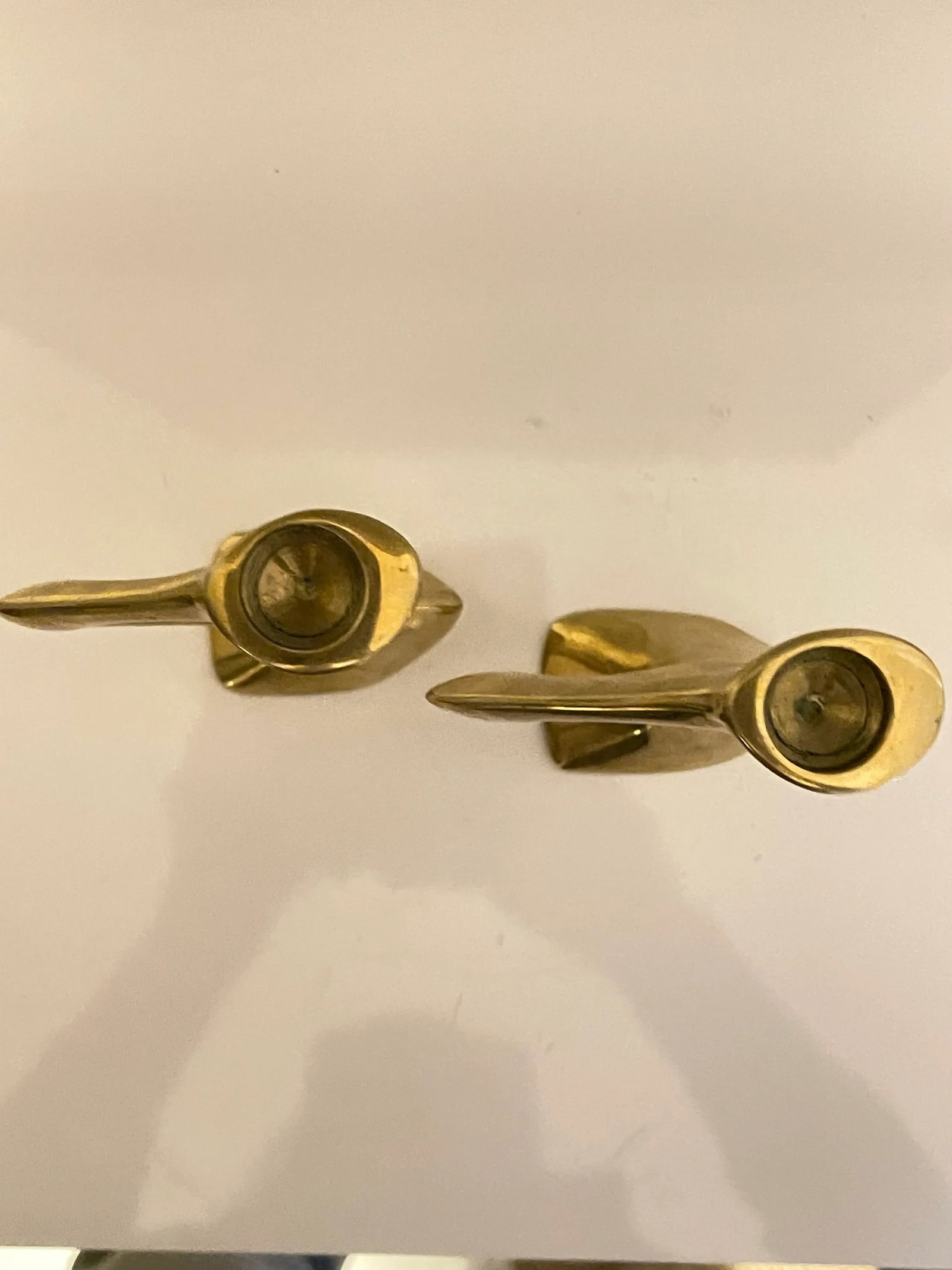 Post Modern Studio Made Brass Squiggle Candle Holders - a Pair - 4