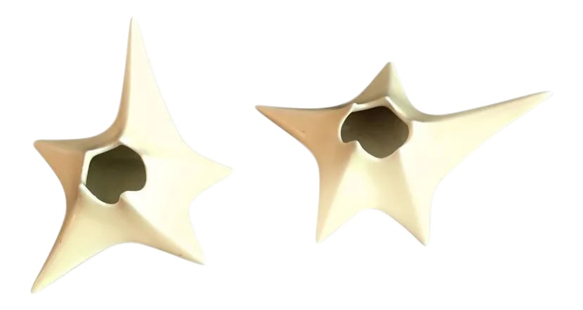 Antonia Campi 1950s Italian Candleholders - a Pair: A wonderful pair of original 1950s ceramic candleholders by famed Italian artist, Antonia Campi. Signed with makers mark. Condition: Alterations: Original Condition Unaltered Imperfections: Some Imper
