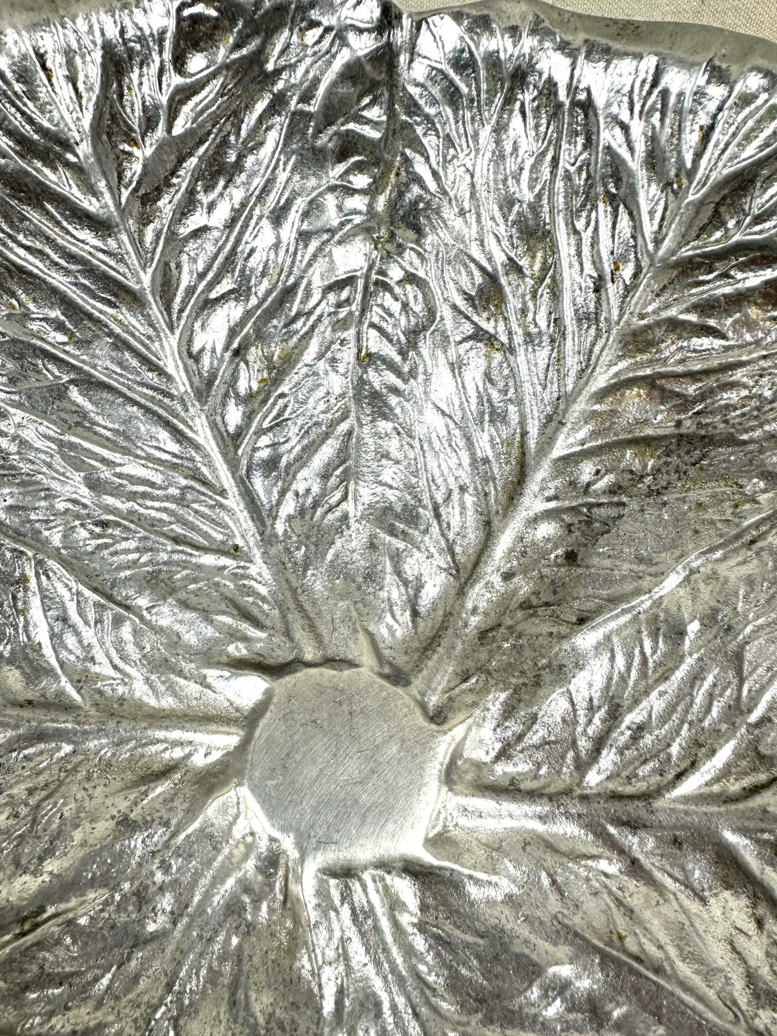 Vintage Pewter Majolica Style Cabbage Serving Bowl - 5