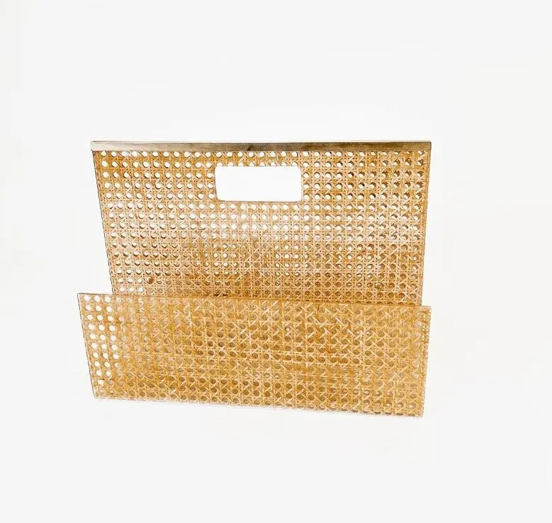 Christian Dior Home Collection Lucite and Rattan Magazine Rack, France Circa 1970 - 5