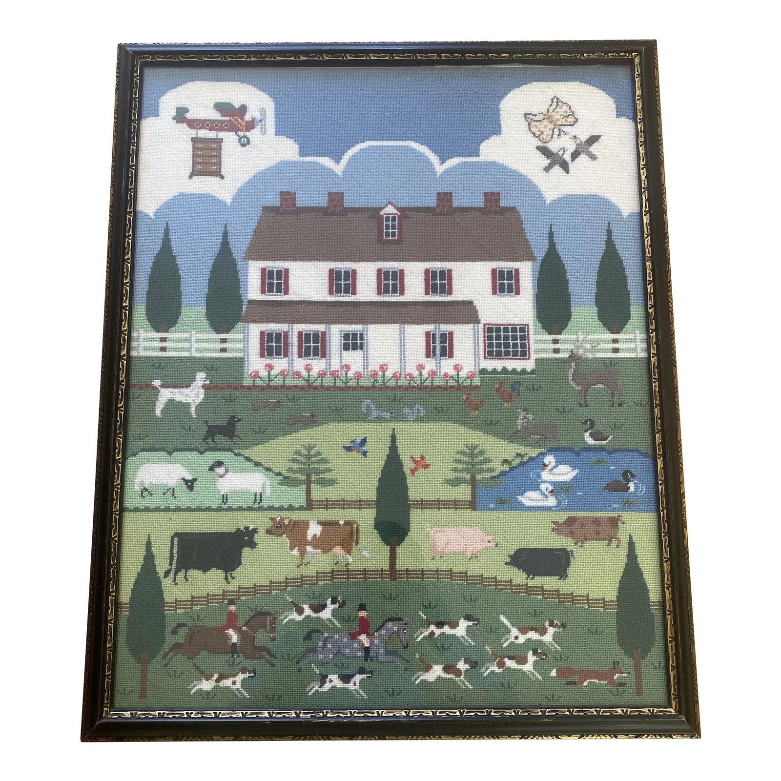 20th Century Fox Hunt Framed Needlepoint Wall Hanging (1 of 13)