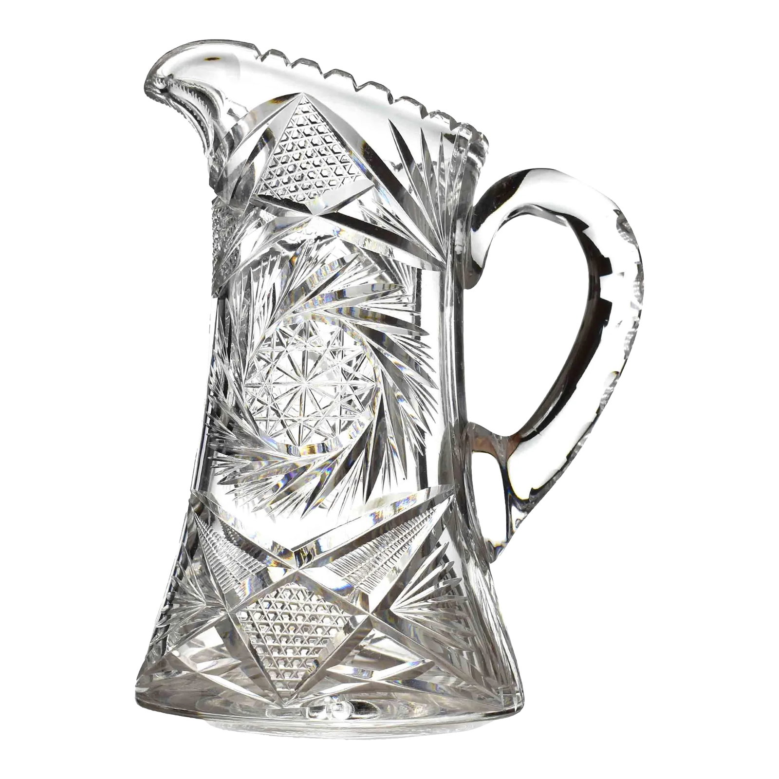 Early 20th Century American Brilliant Cut Glass Water Drink Pitcher: Stunning elegant late early 20th century American brilliant cut glass pitcher. It's an absolutely stunning piece and will enhance any home decor or excellent addition to your collection. It is in