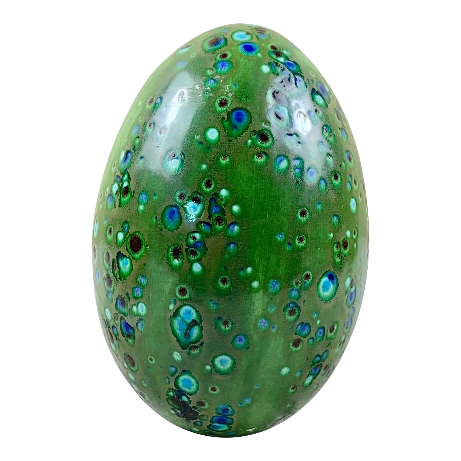 Vintage Large Green Speckled Ceramic Egg: Fun large vintage egg. Ceramic. Green, blue and dark brown speckles. Perfect to use for Easter Decorations. This is a pre-owned item so please see all pictures and ask any questions. Condition: