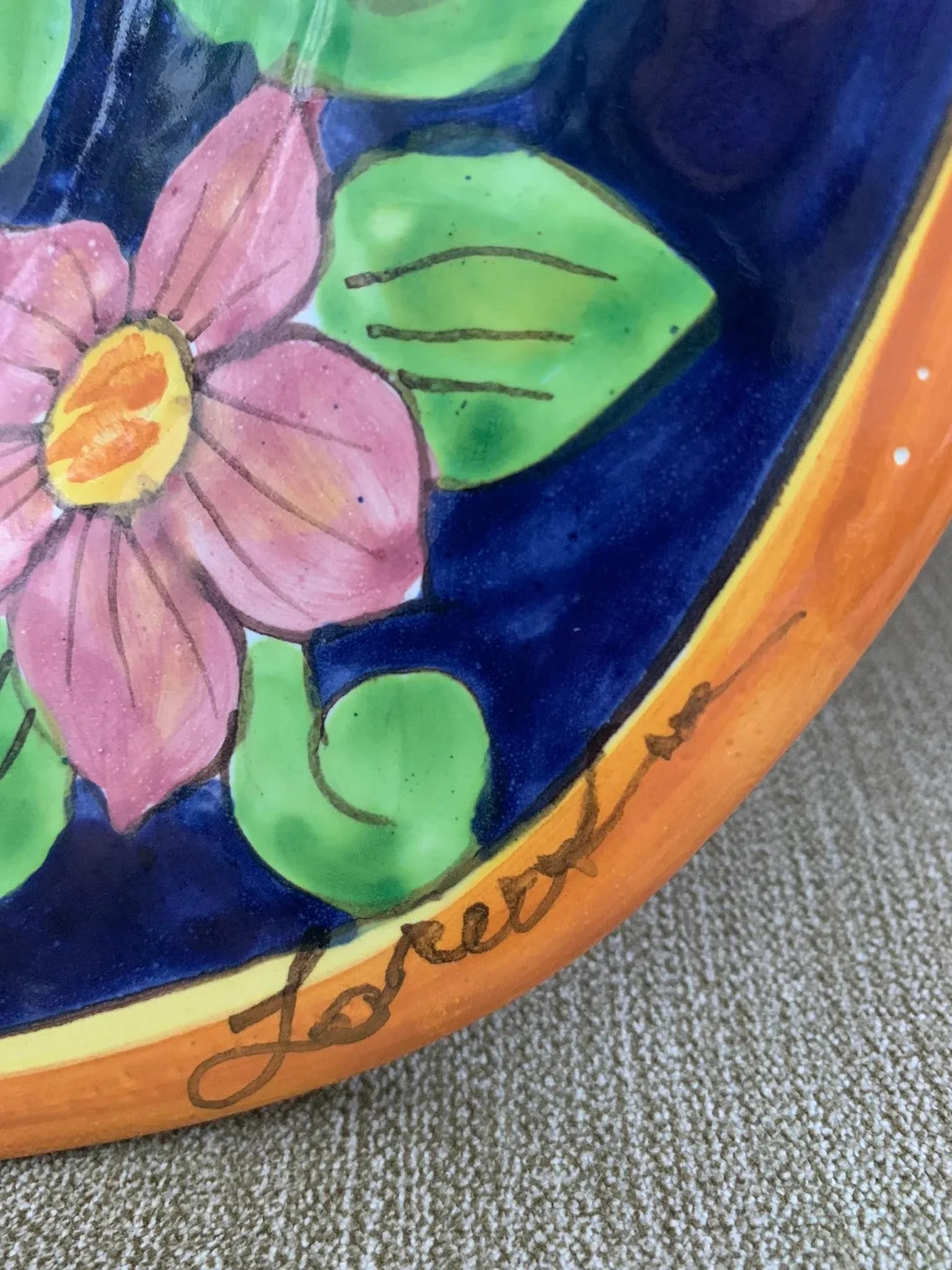 Vintage Italian Hand Painted Ceramic Platter by Ceramiche Giacomini - 3