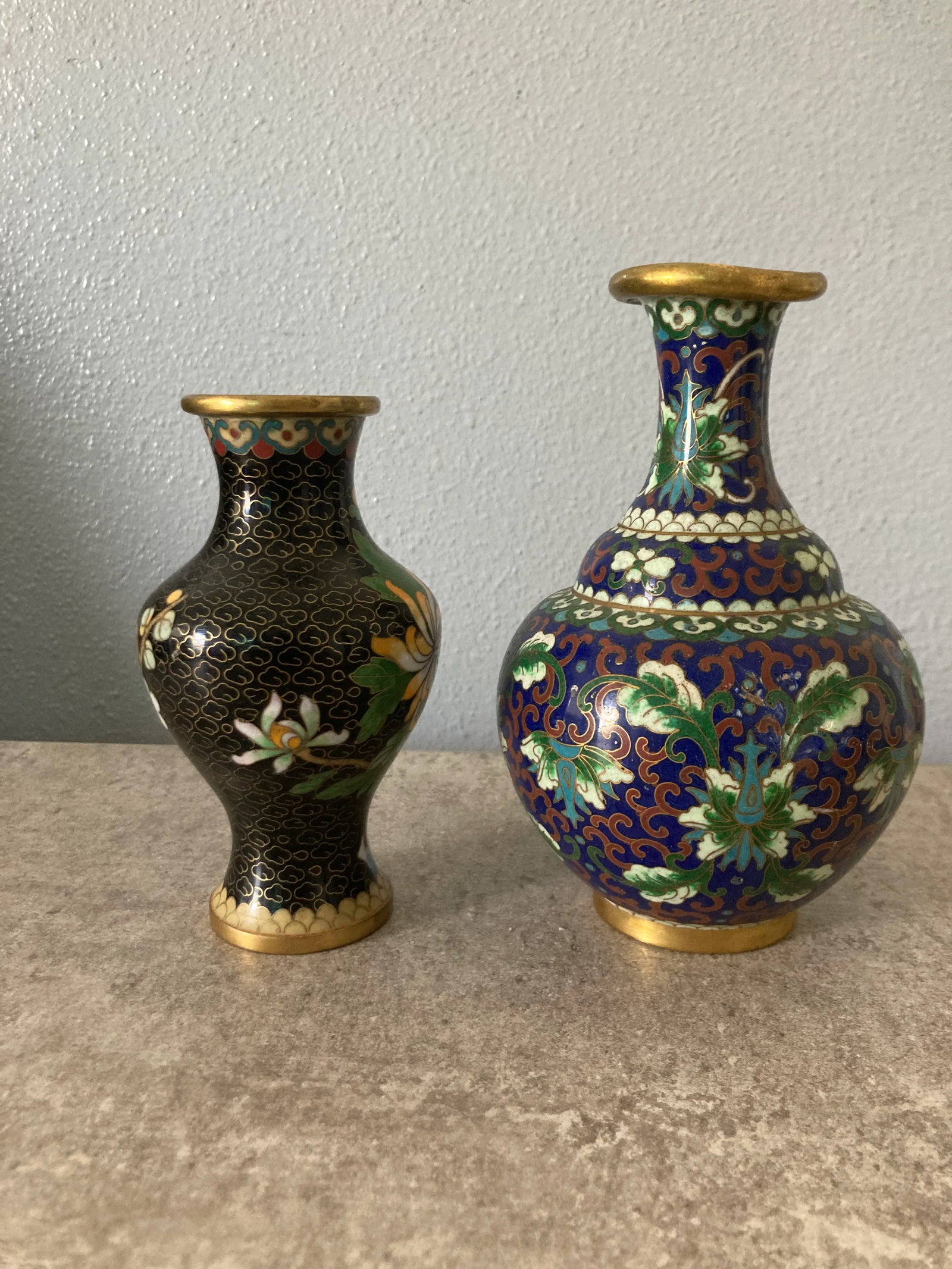 Set of Two Petite Mid 20th Century Chinese Cloisonne Bud Vases - 2