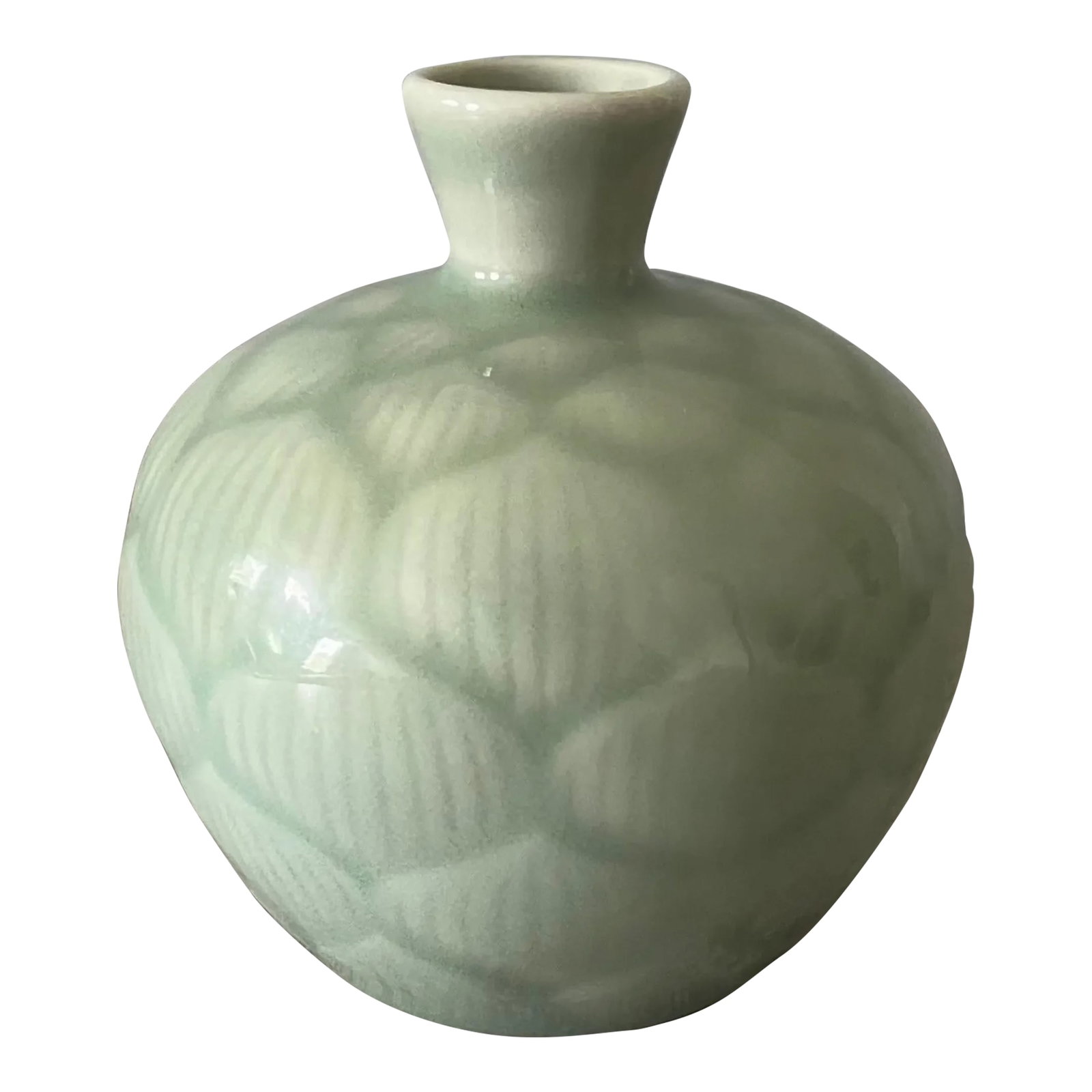 Petite 20th Century Celadon Bud Vase From the Song Dynasty- Marked: Celadon bud vase from the 20th century Song Dynasty. A beautifully made piece of history, the glaze is perfect, as is the rest of the piece. The only thing I'd consider an imperfection is the tiny