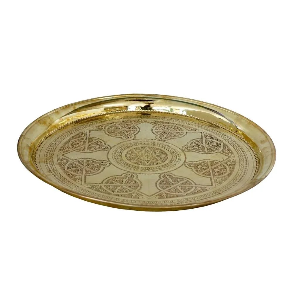 Moroccan Vintage Brass Tray - 2