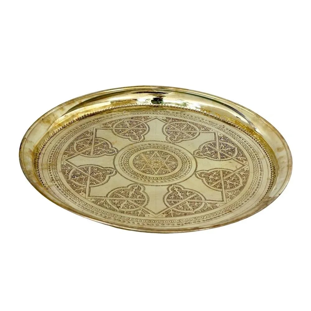 Moroccan Vintage Brass Tray - 3