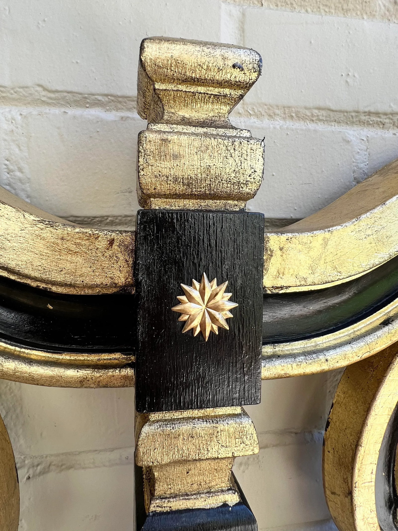 Vintage Hollywood Regency Mediterranean Style Ebony and Parcel Gilt King Size Headboard-Newly Painte - 2