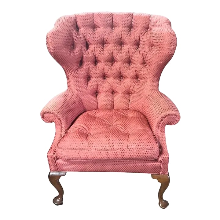 Baker Furniture Company Button Tufted Upholstered Wing Chair - Vintage Early 21st Century (1 of 8)