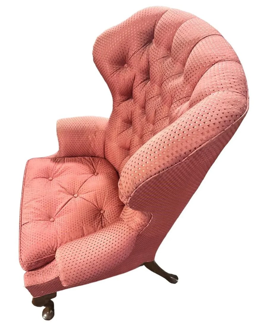 Baker Furniture Company Button Tufted Upholstered Wing Chair - Vintage Early 21st Century - 2