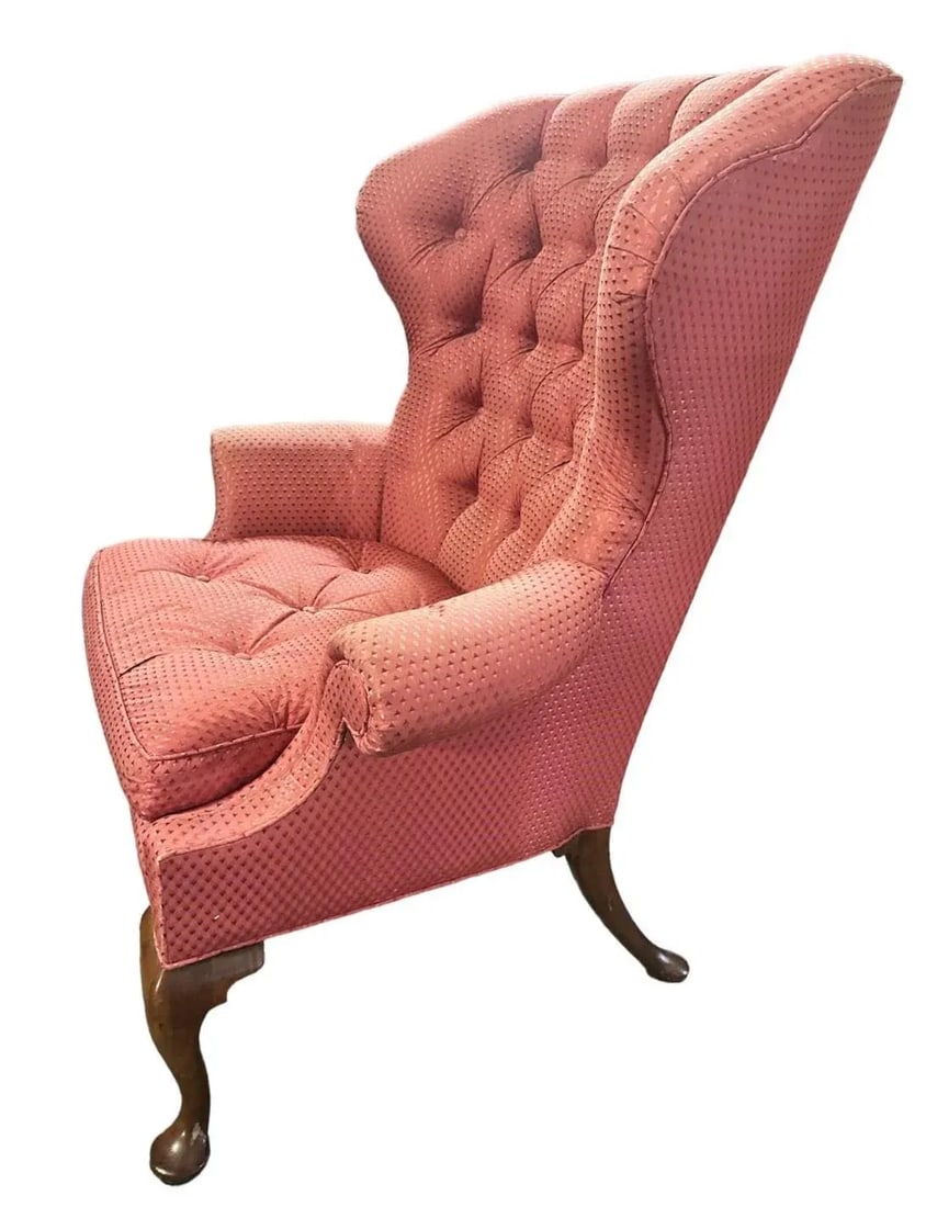 Baker Furniture Company Button Tufted Upholstered Wing Chair - Vintage Early 21st Century - 6