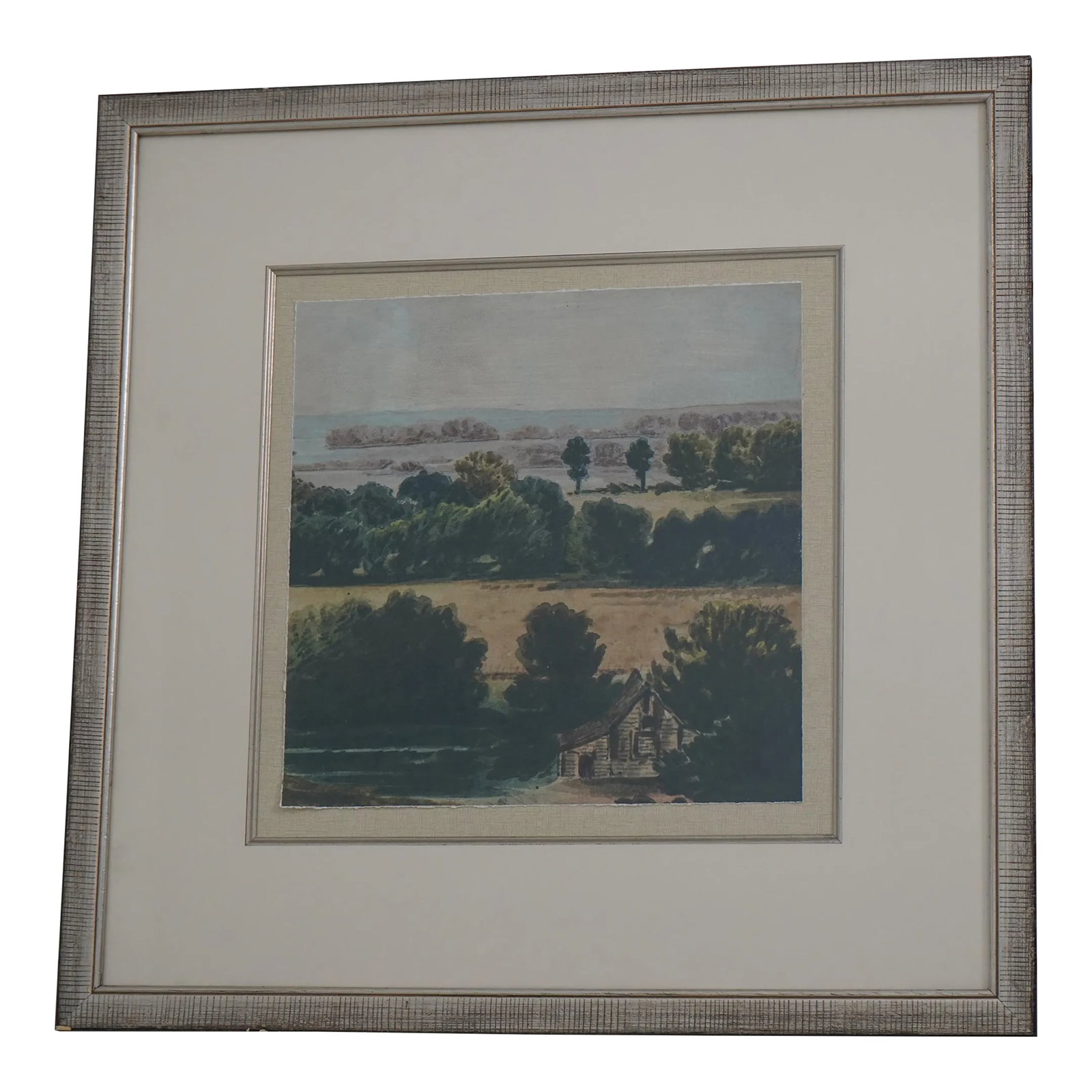 Oil Painting on Paper Framed Art ~ View to the Coast: Age: Approx: 30 Years Old Details: Quality Construction Unsigned Tilted 'Crackled View To The Coast II' Nice Decorative Art Professionally Framed & Matted Silver Finish Frame Condition: Excellent Orig