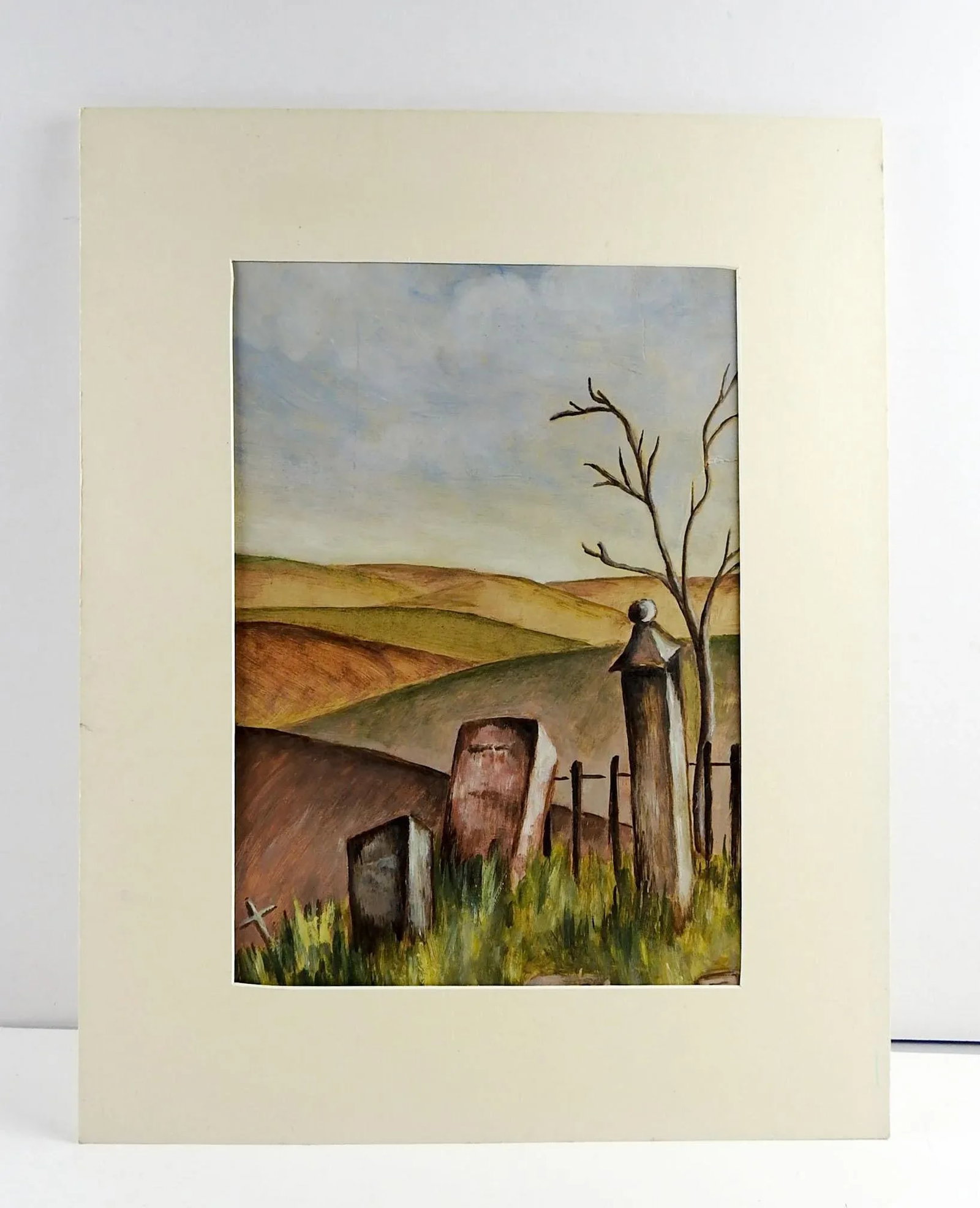 1930s Abstract Painting on Cardboard, "Boot Hill" - 2