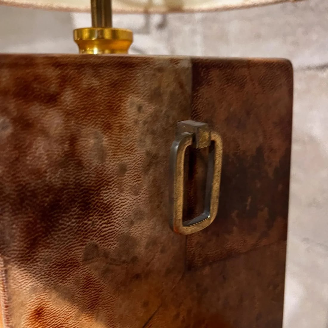 1960s Aldo Tura Lacquered Parchment Bronze Table Lamp Italy - 9