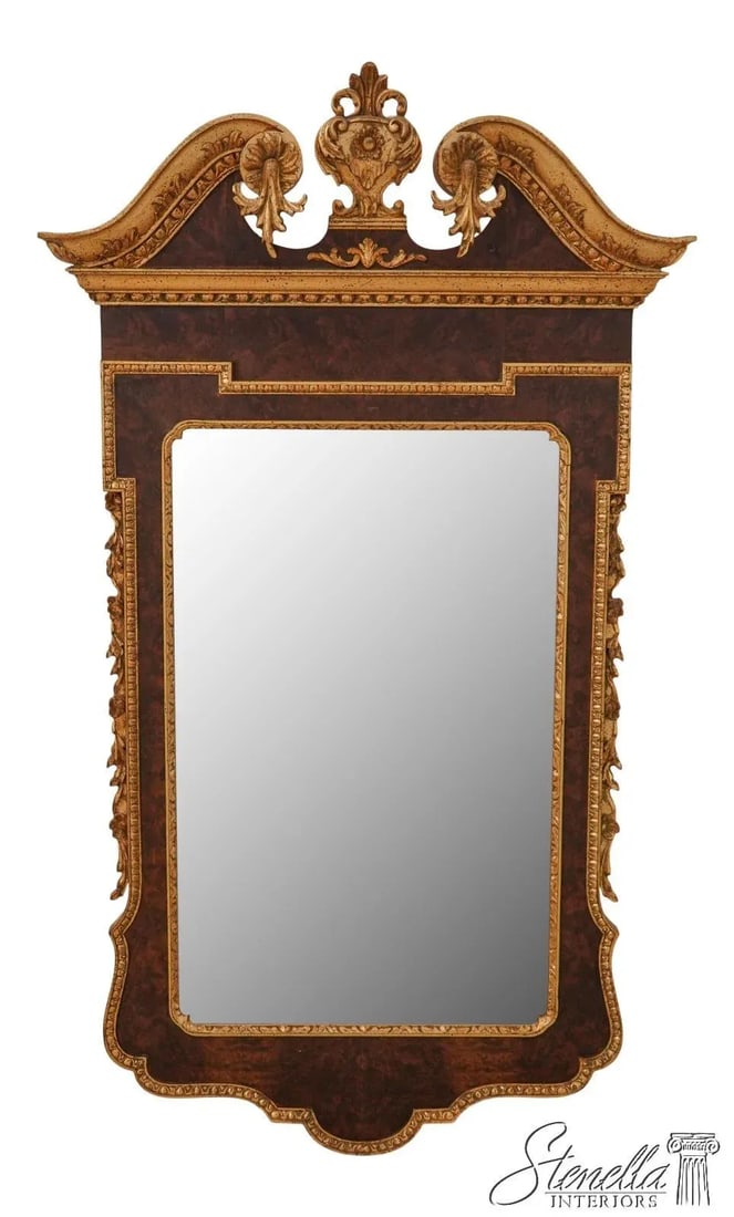 Italian Made Georgian Style Burl Walnut Gold Mirror - 13