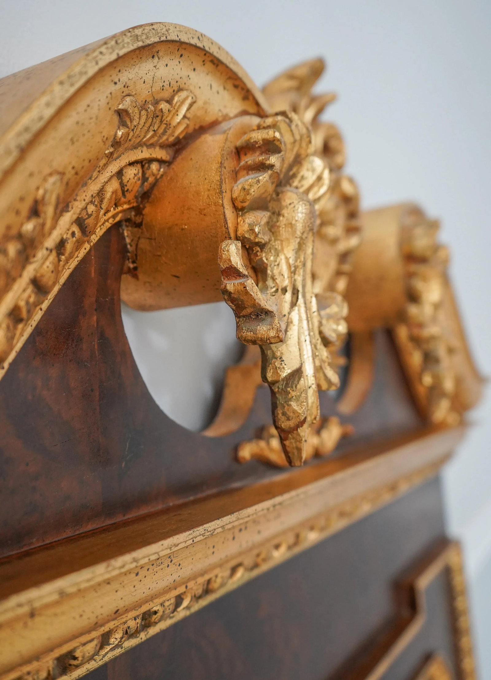 Italian Made Georgian Style Burl Walnut Gold Mirror - 6