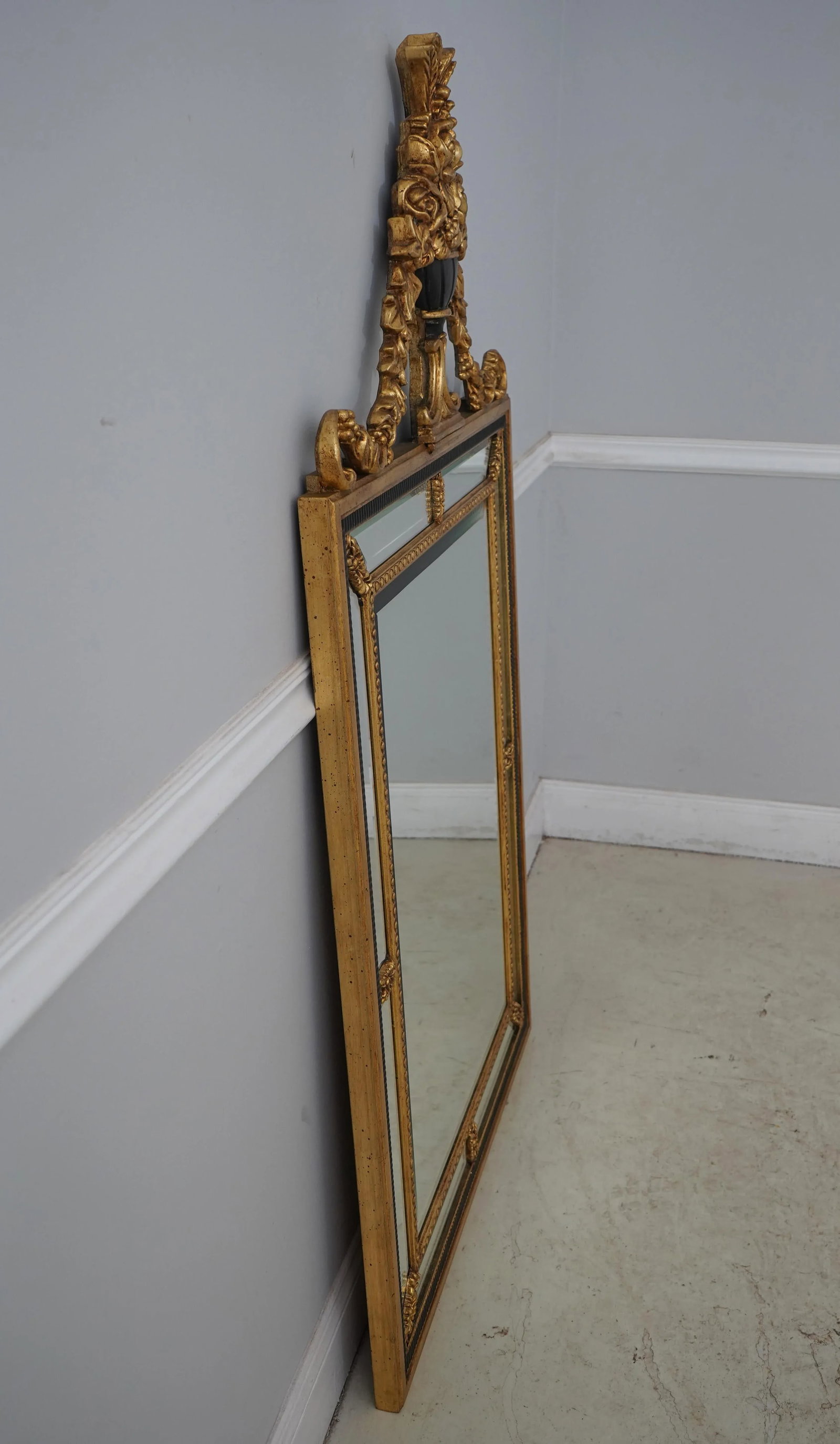 Labarge Black & Gold Adam Style Beveled Mirror - 2