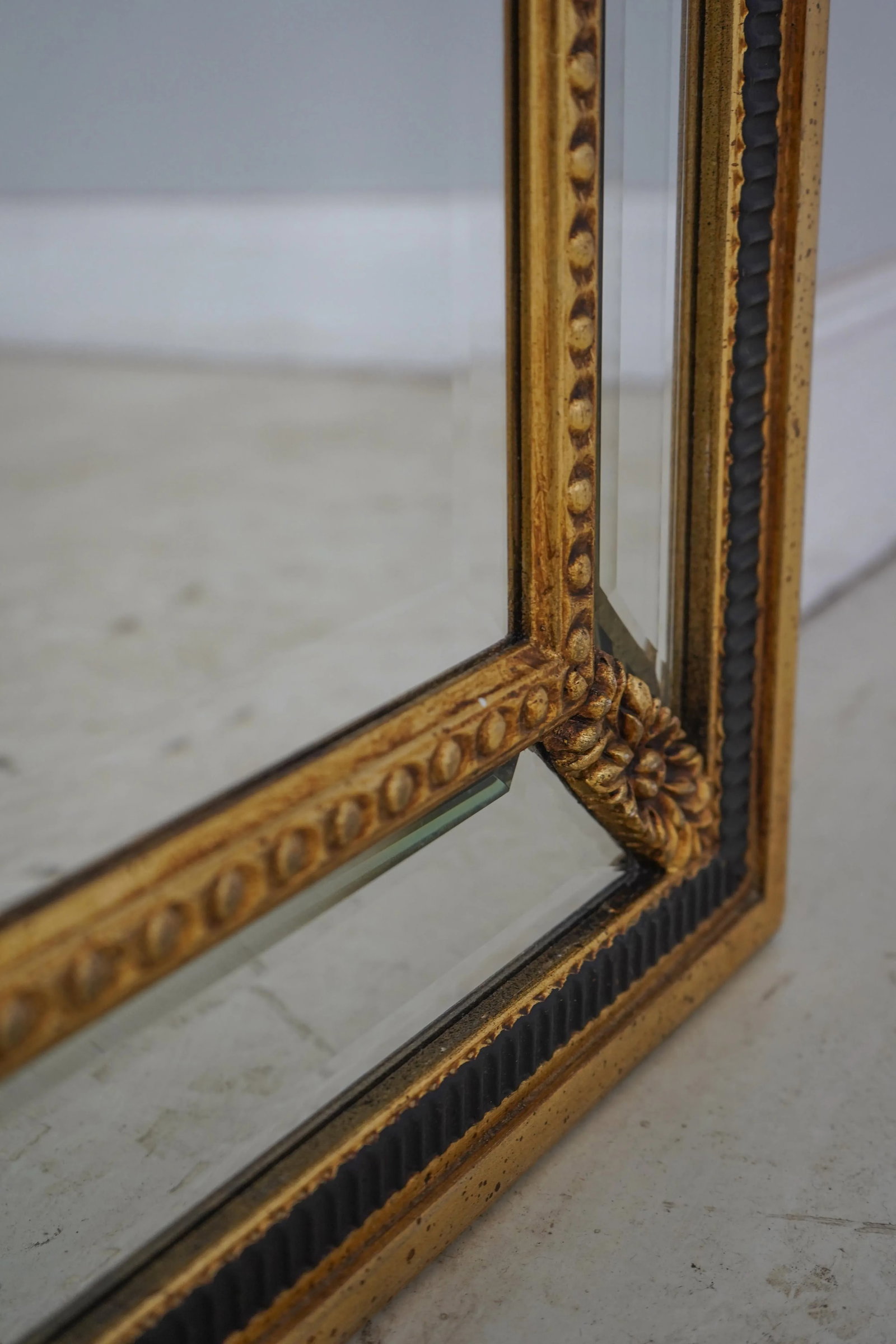 Labarge Black & Gold Adam Style Beveled Mirror - 3