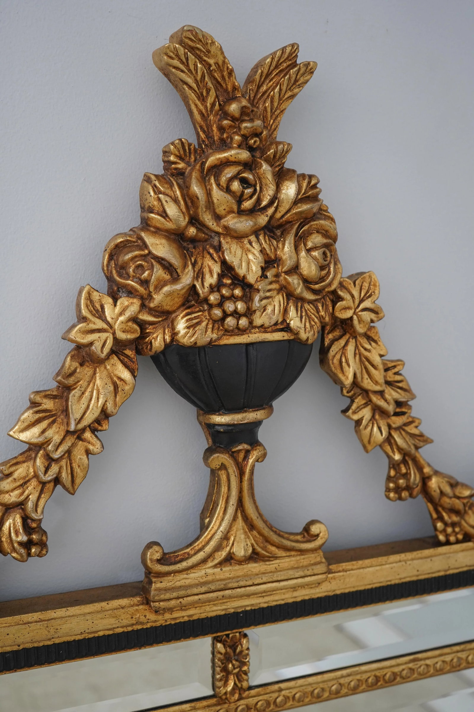 Labarge Black & Gold Adam Style Beveled Mirror - 5