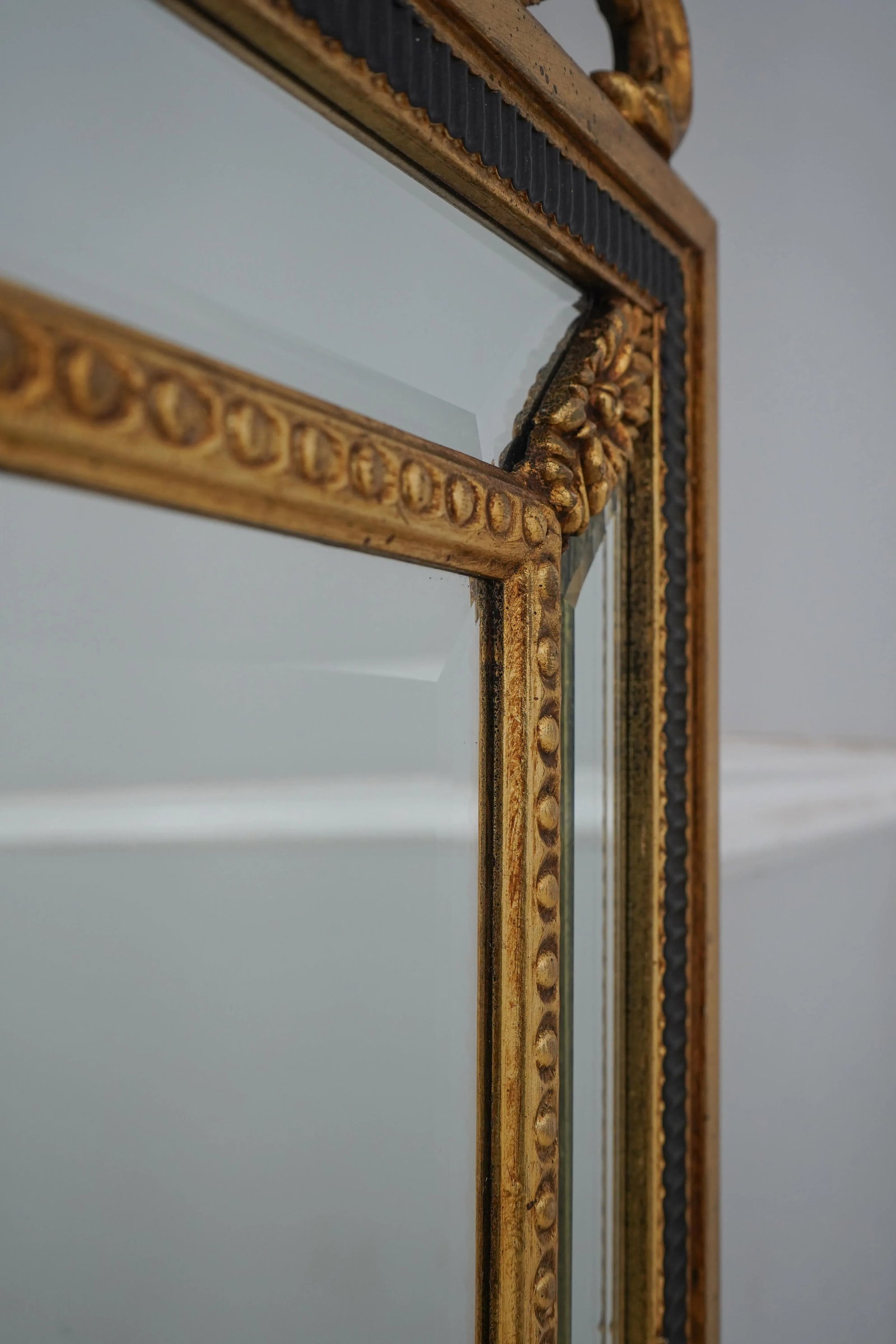 Labarge Black & Gold Adam Style Beveled Mirror - 6