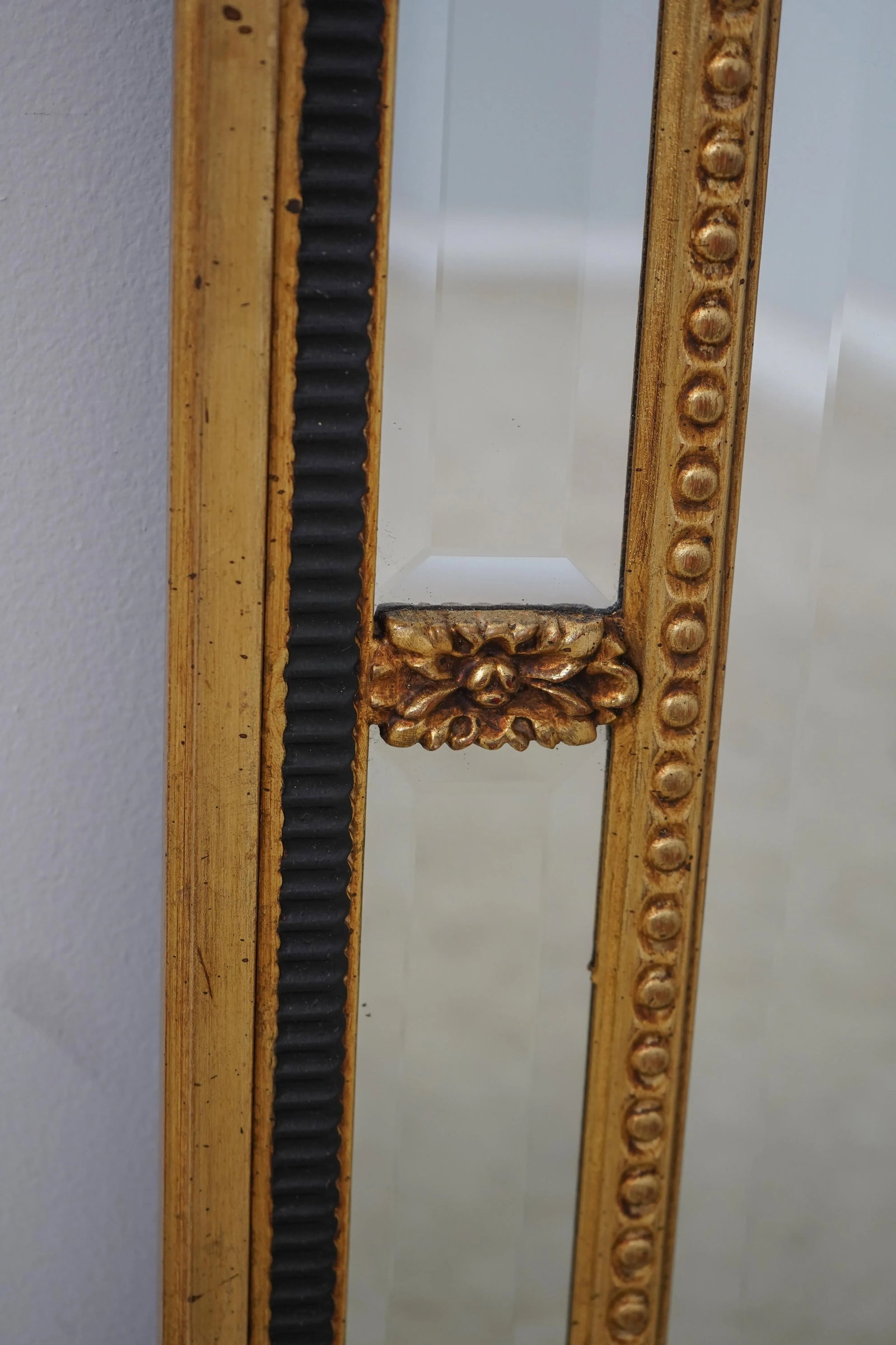 Labarge Black & Gold Adam Style Beveled Mirror - 7