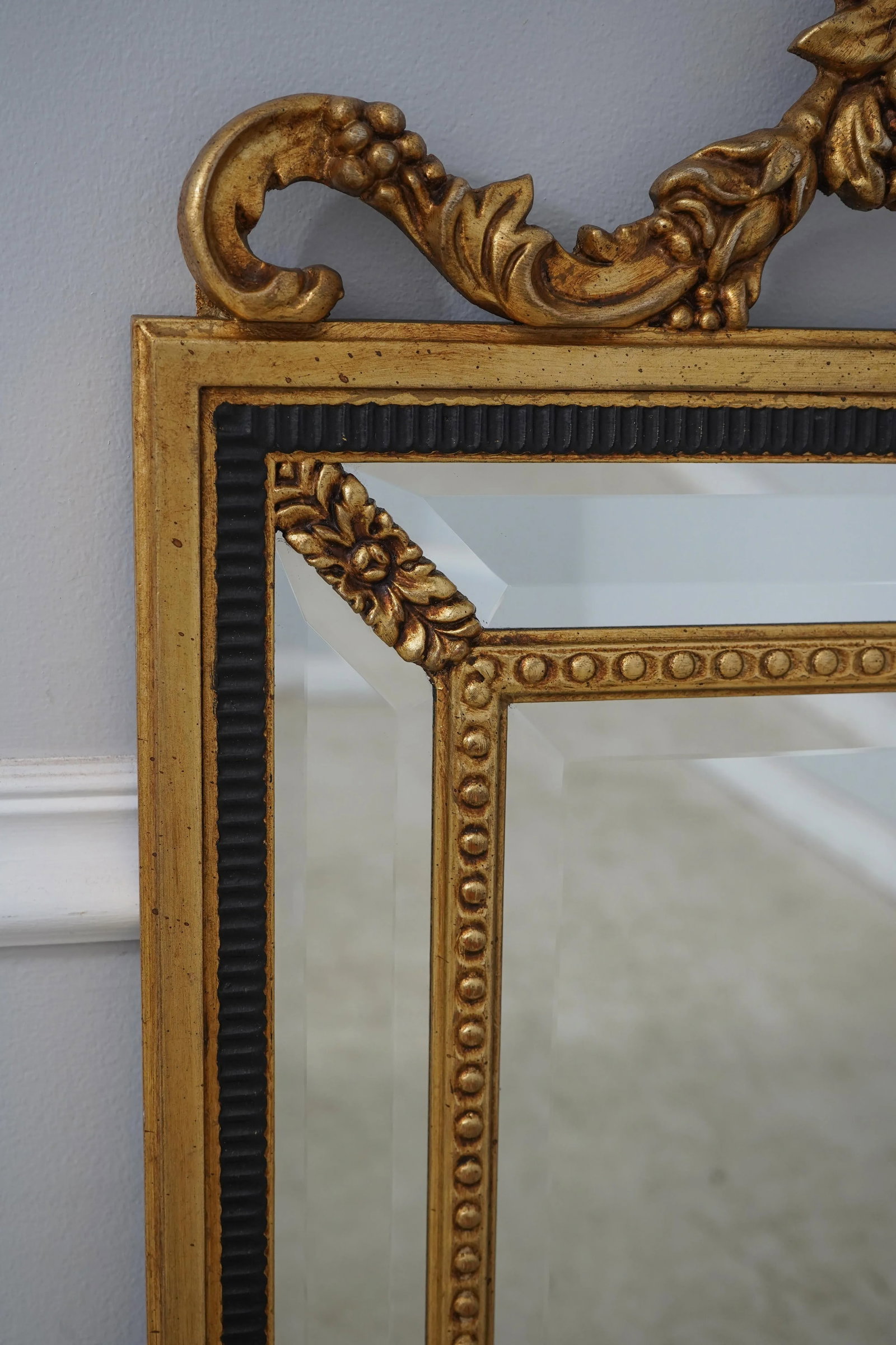 Labarge Black & Gold Adam Style Beveled Mirror - 8