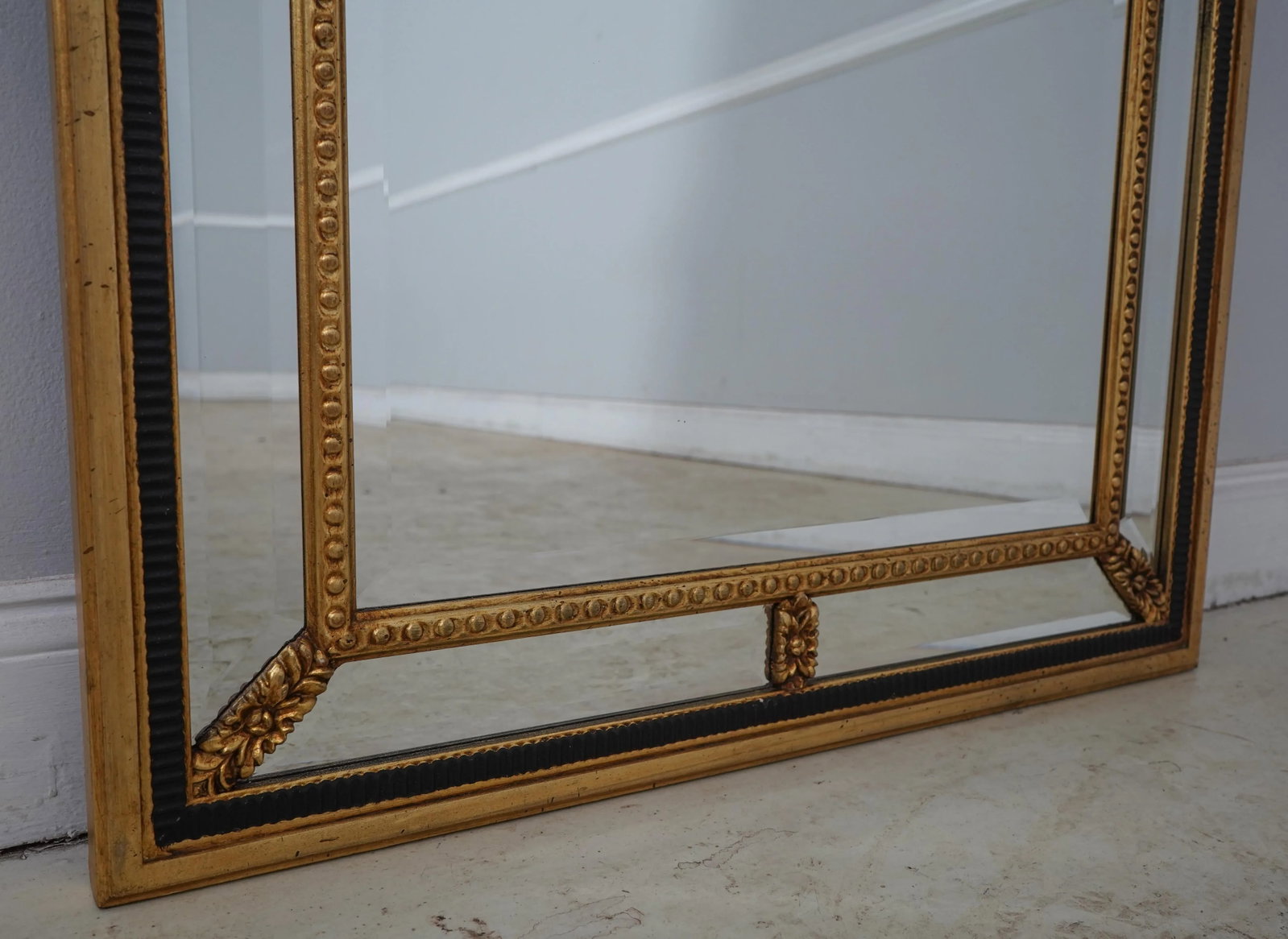 Labarge Black & Gold Adam Style Beveled Mirror - 9