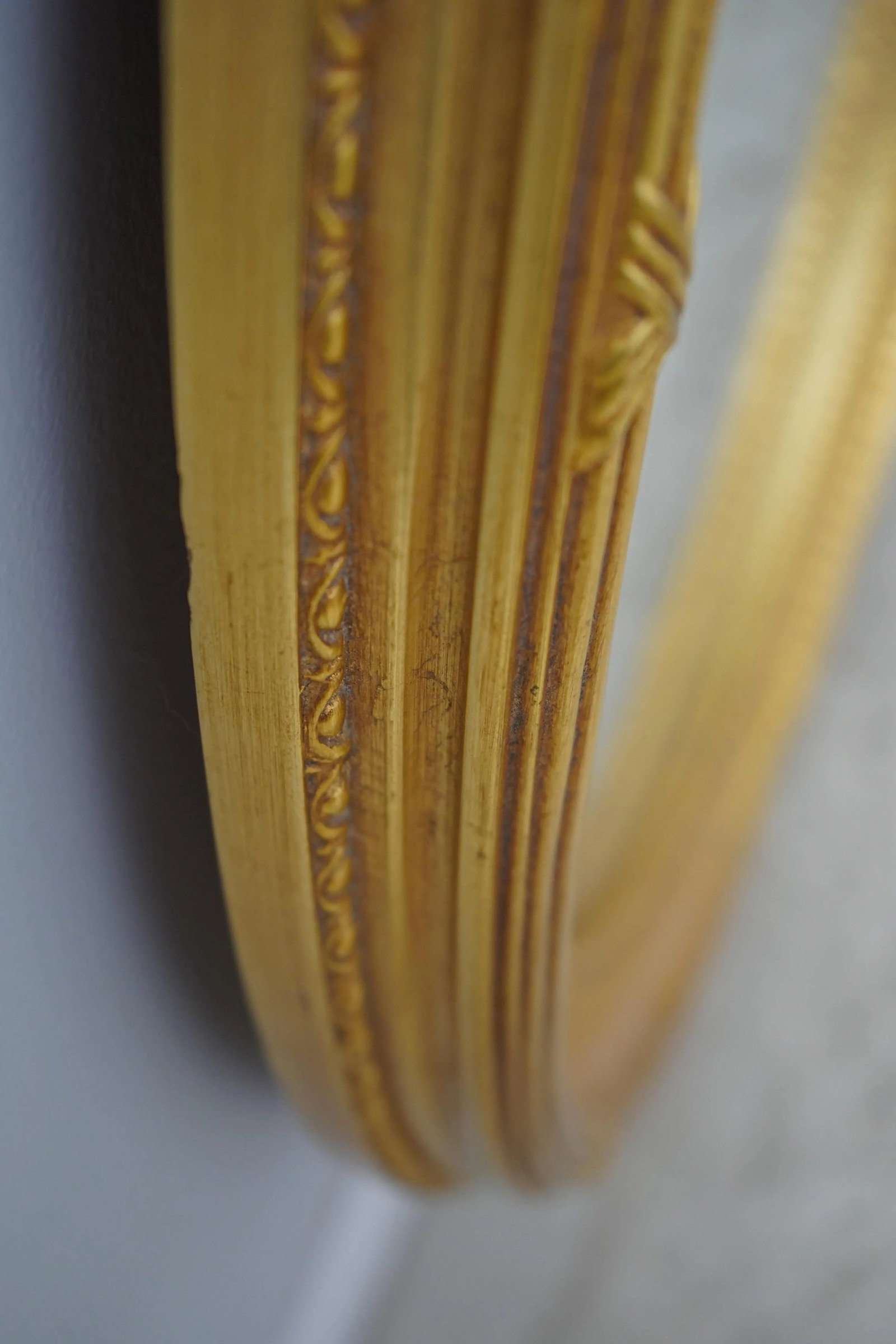Pair Ethan Allen Oval Beveled Glass Gold Mirrors - 3