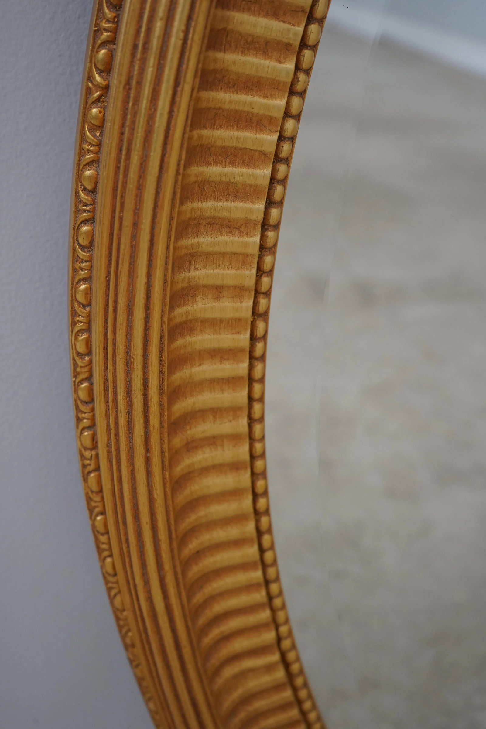 Pair Ethan Allen Oval Beveled Glass Gold Mirrors - 5
