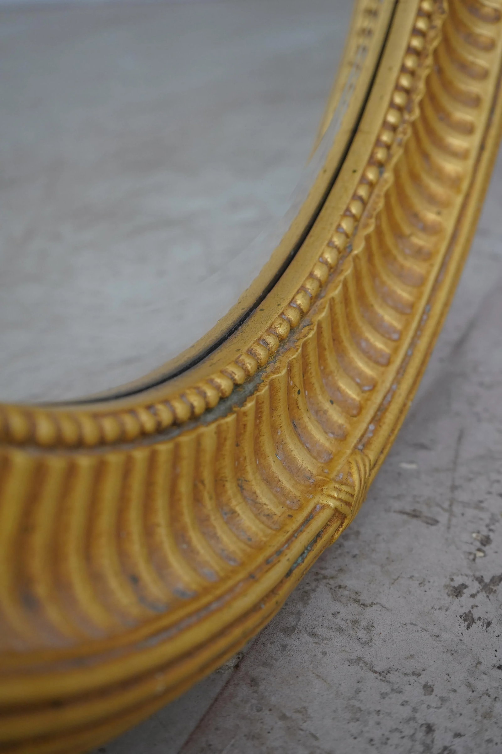 Pair Ethan Allen Oval Beveled Glass Gold Mirrors - 6