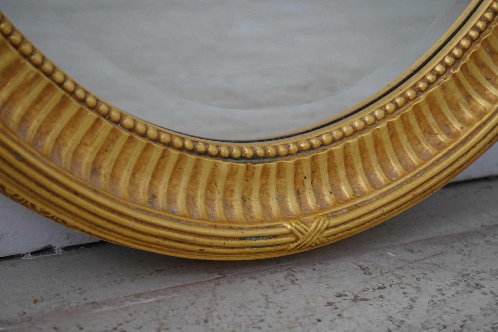 Pair Ethan Allen Oval Beveled Glass Gold Mirrors - 8