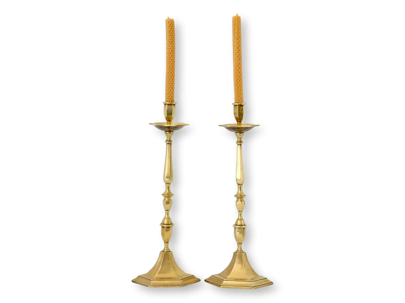 Large Art Deco Brass Candlesticks - 2