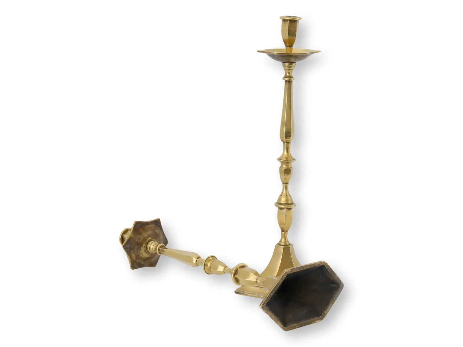 Large Art Deco Brass Candlesticks - 3