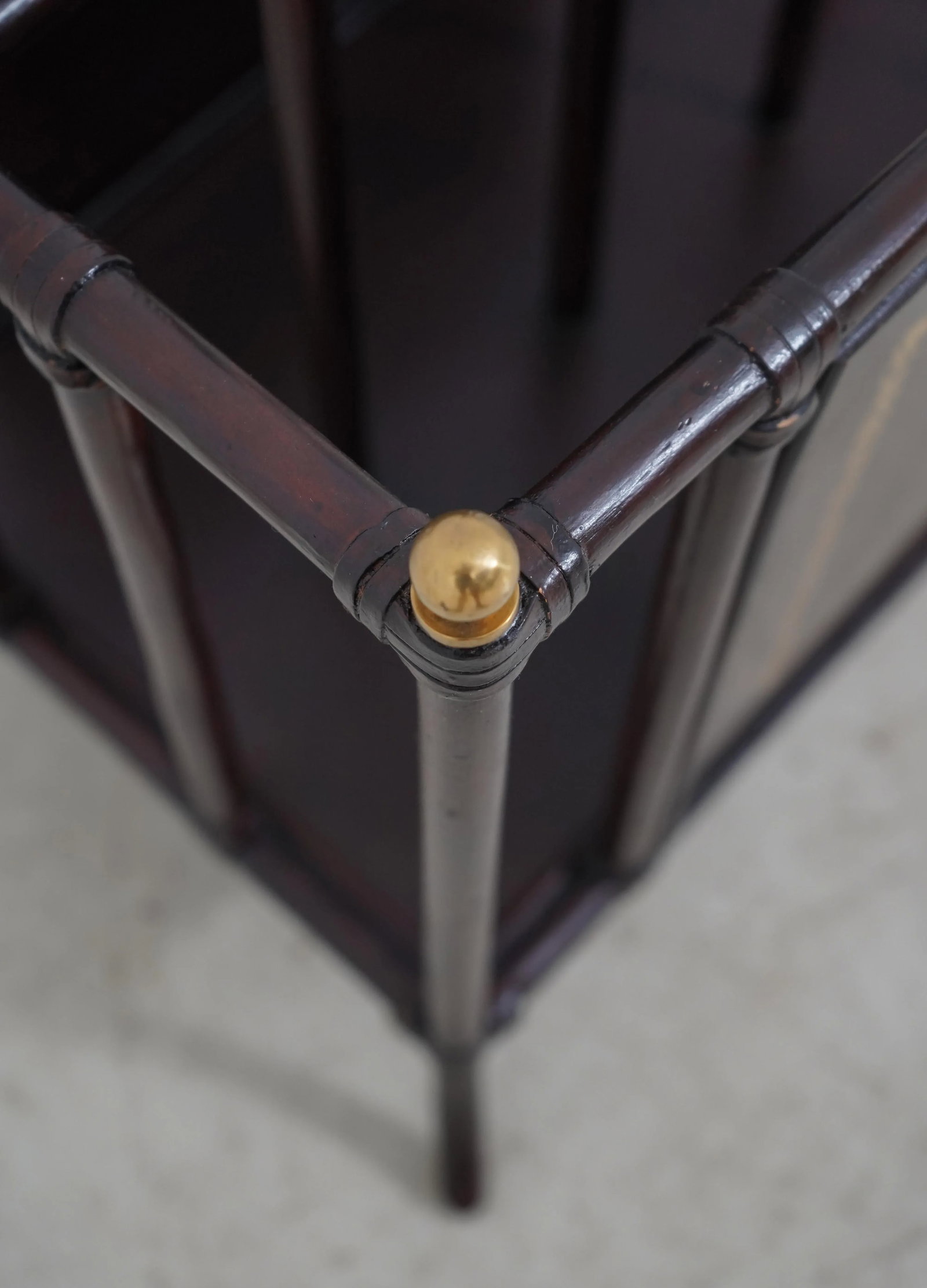 Maitland Smith Bamboo Form & Leather Magazine Rack - 4