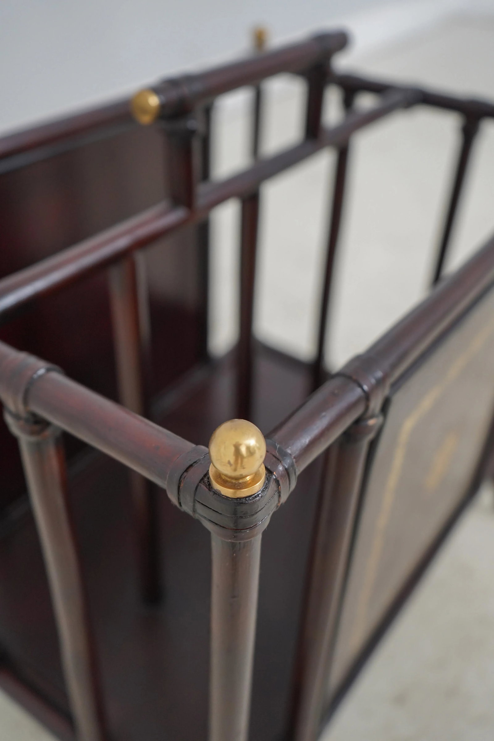 Maitland Smith Bamboo Form & Leather Magazine Rack - 8