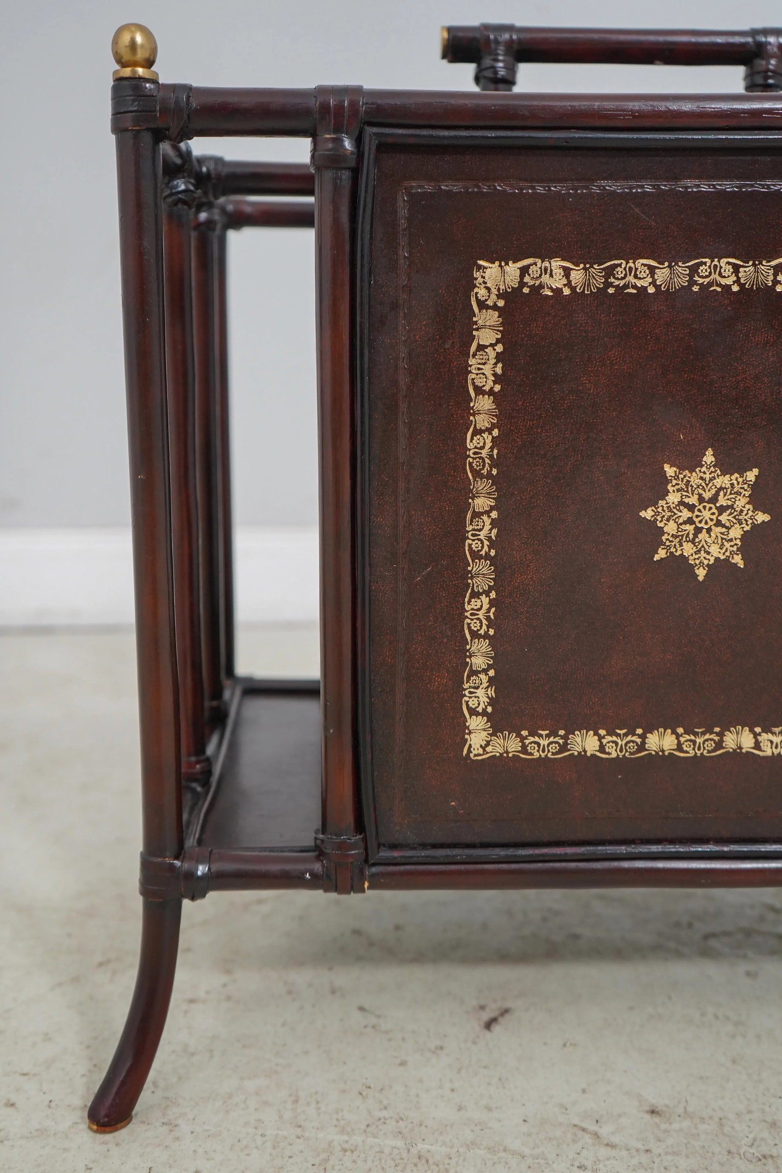 Maitland Smith Bamboo Form & Leather Magazine Rack - 9