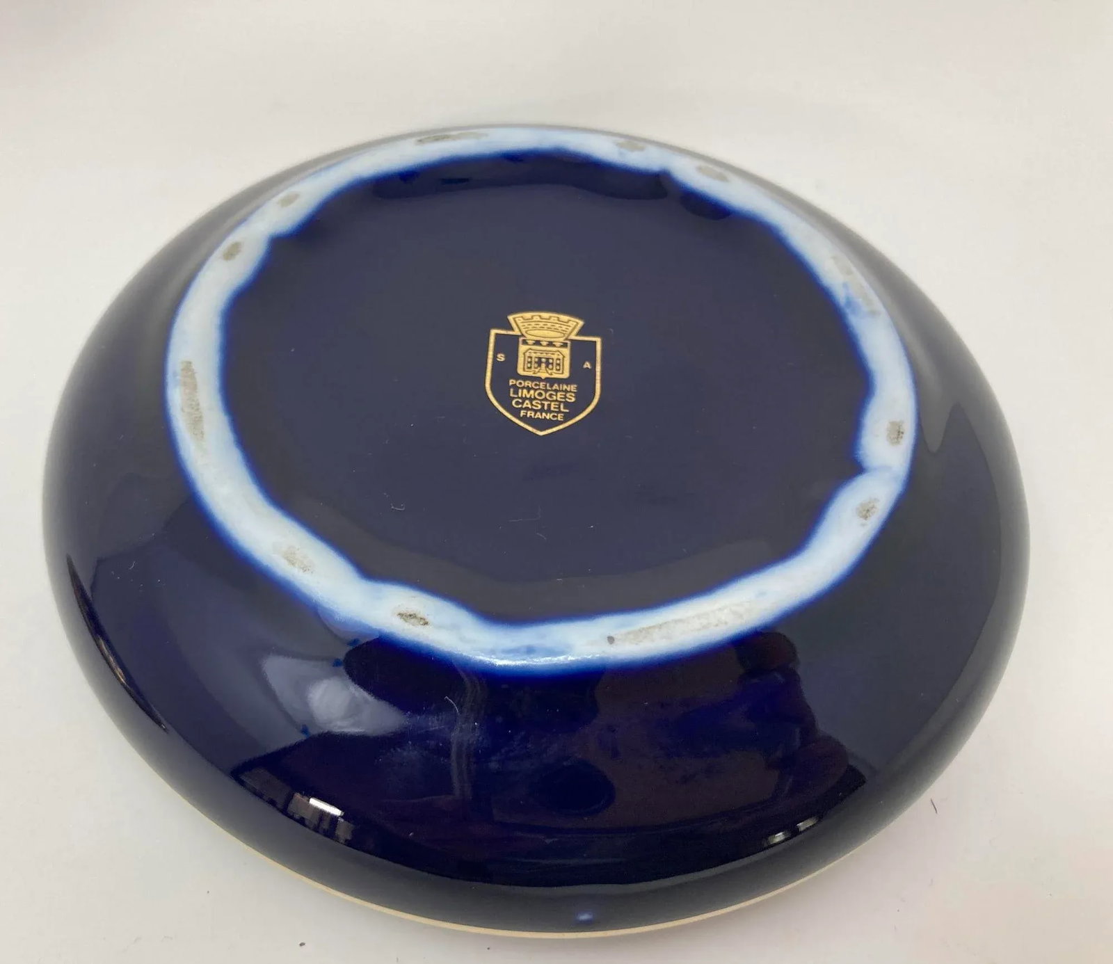 Royal Limoges Castel France 22-Karat Gold Trinket Round Box in Cobalt Blue - 8