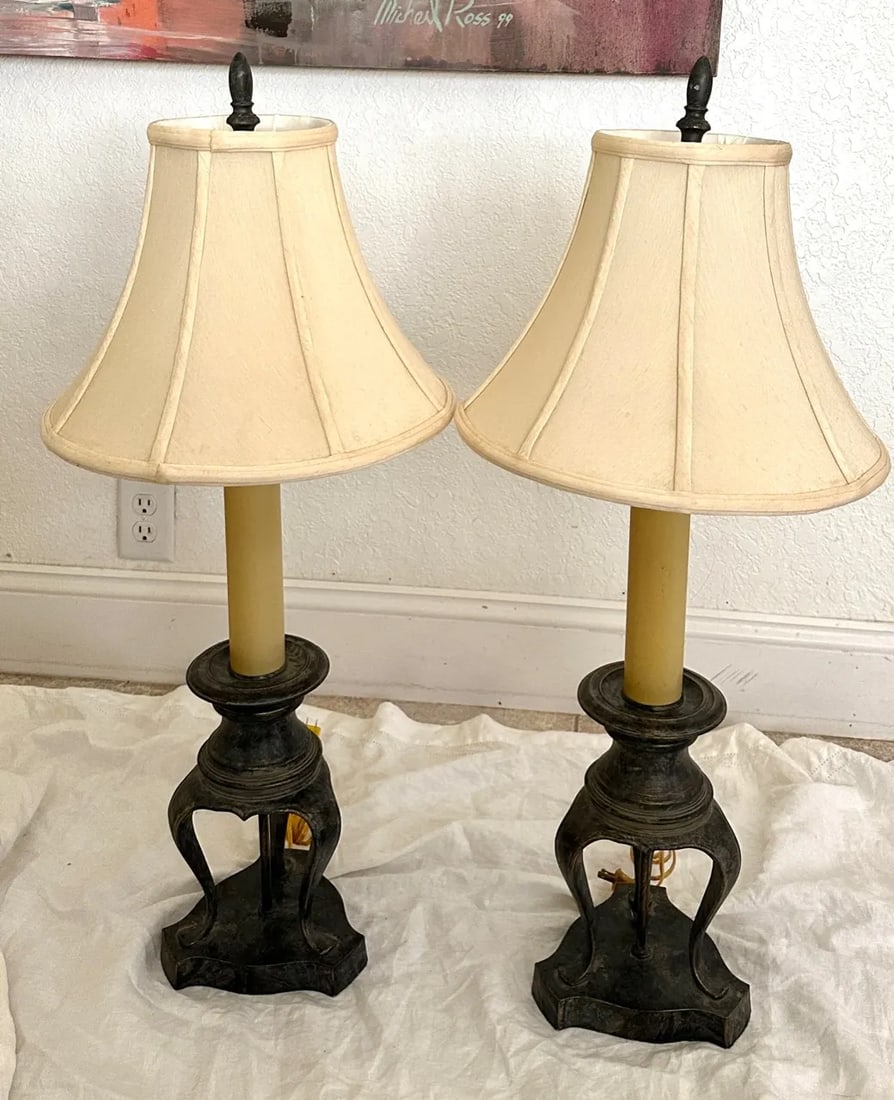 Vintage Metal Candelabra Table Lamps-A Pair - 3