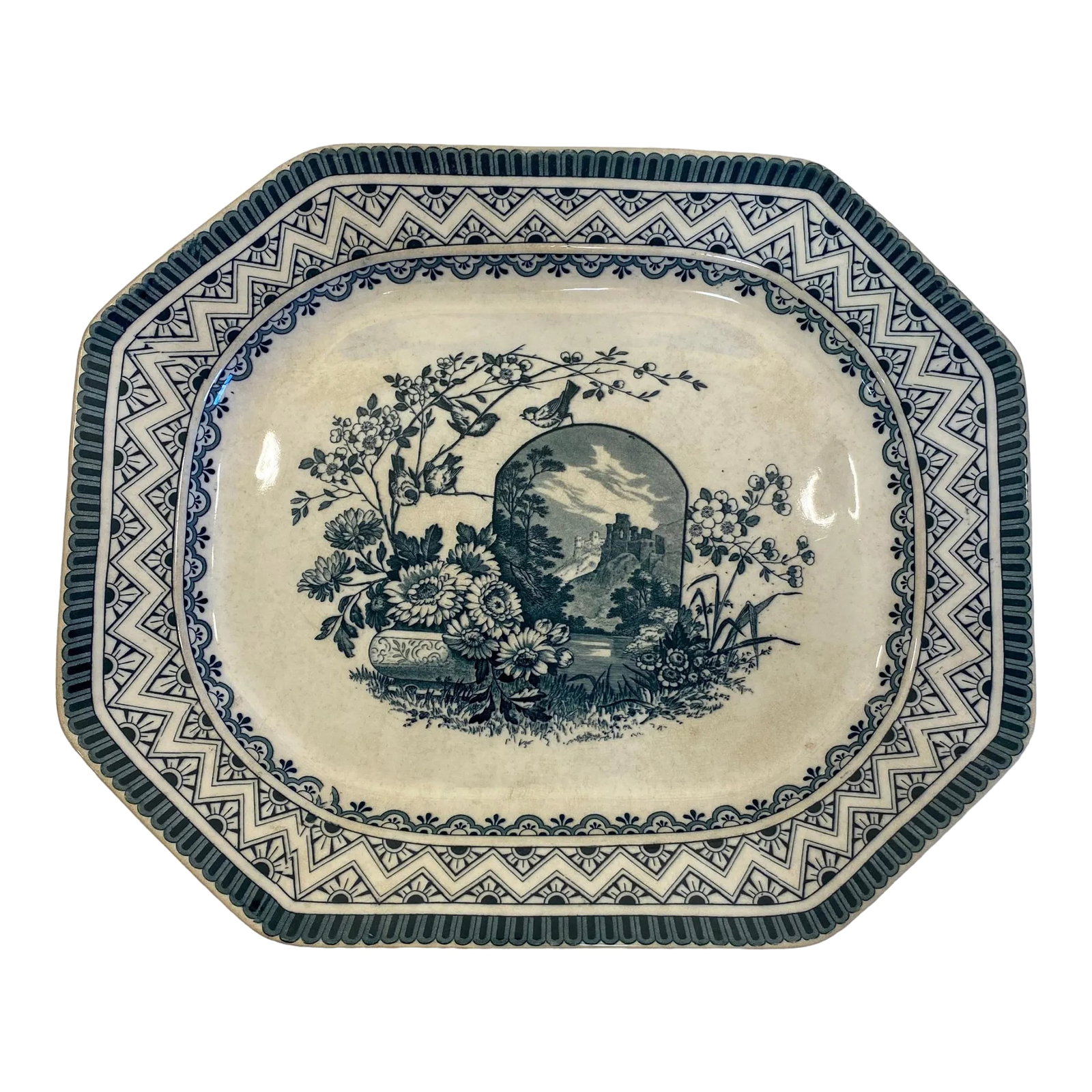 Antique Wedgwood Edinburg Blue & White Ironstone Transferware Serving Platter (1 of 11)